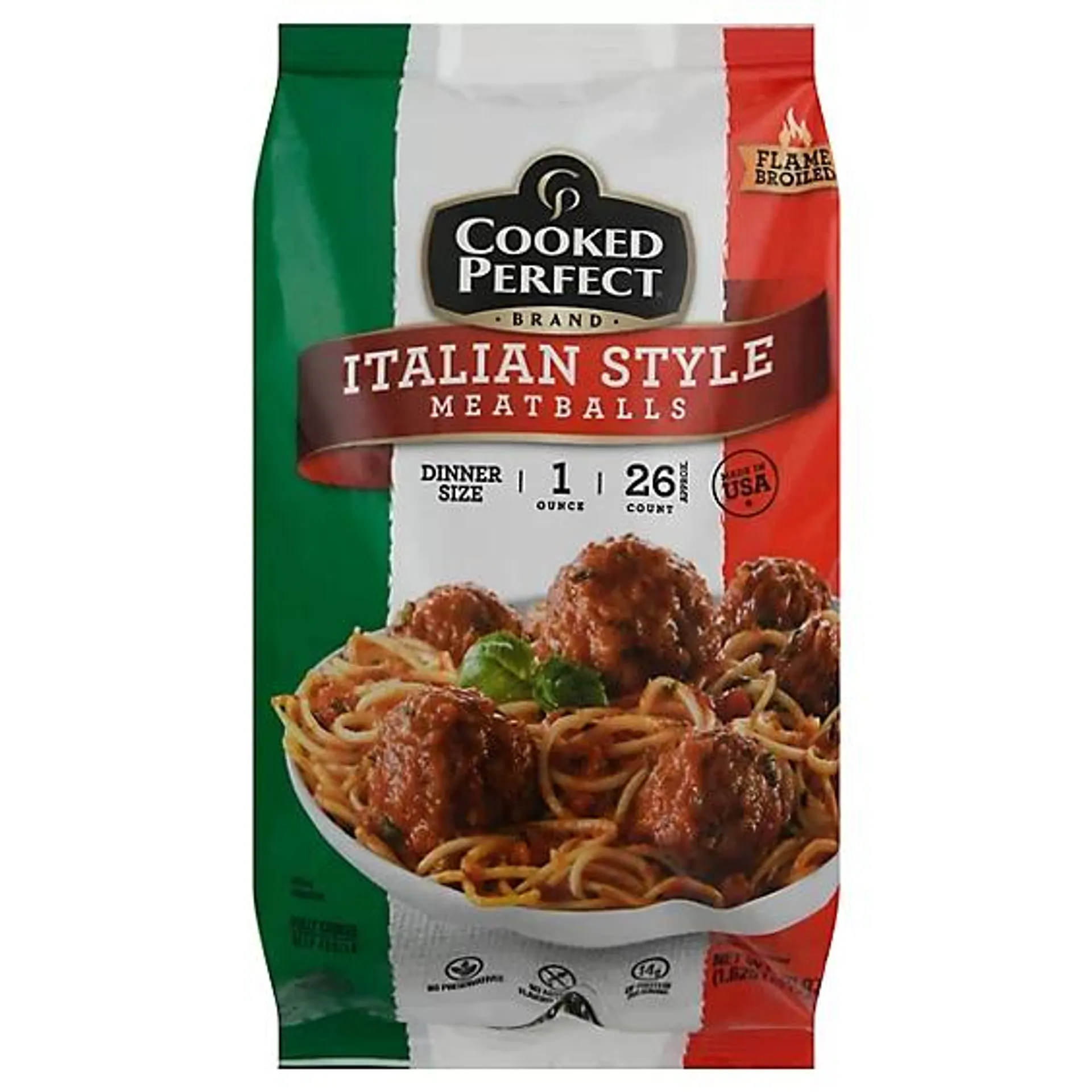 Cooked Perfect Meatballs Dinner Size Italian Style - 26 Oz