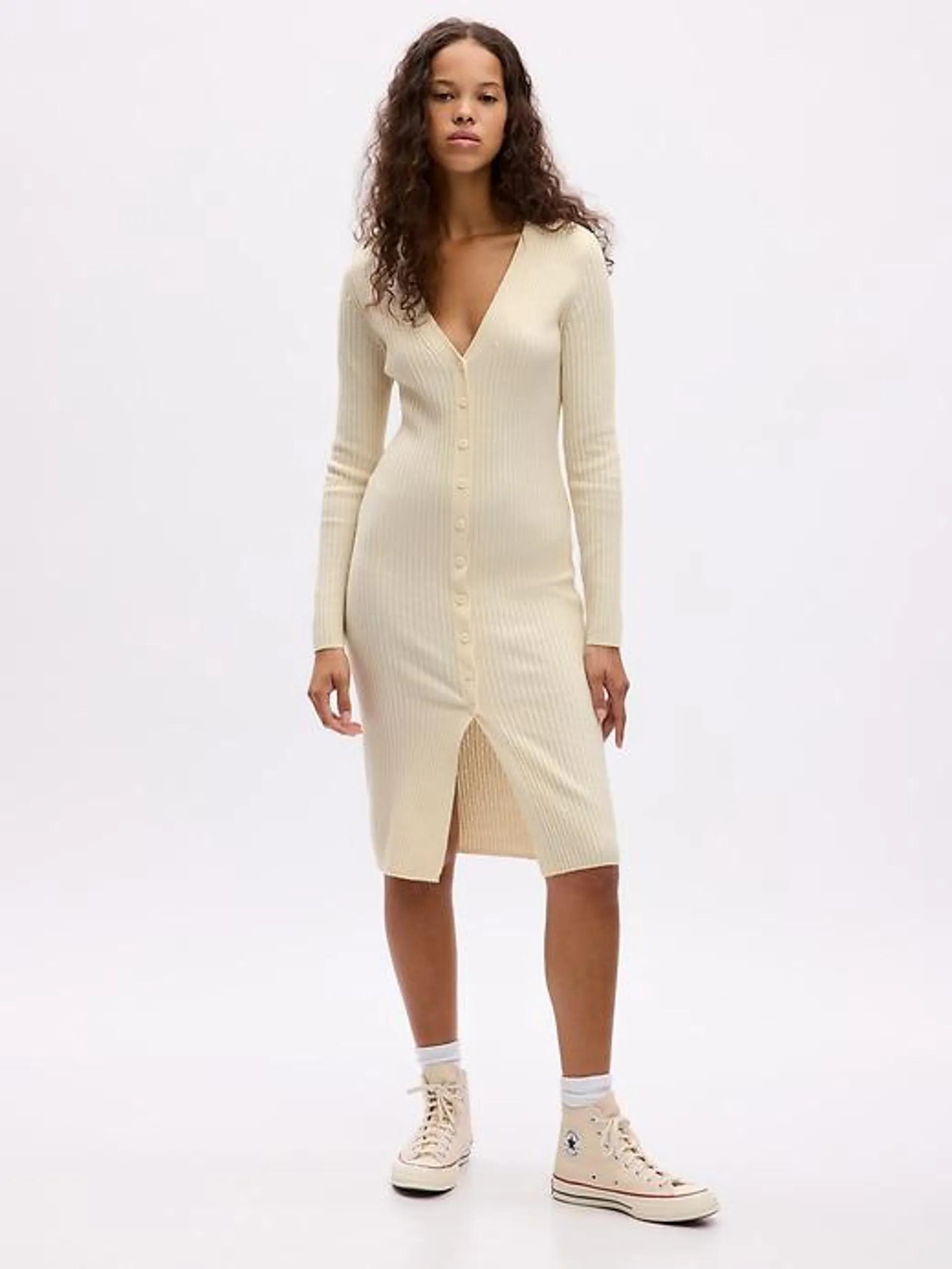 CashSoft Rib Midi Sweater Dress