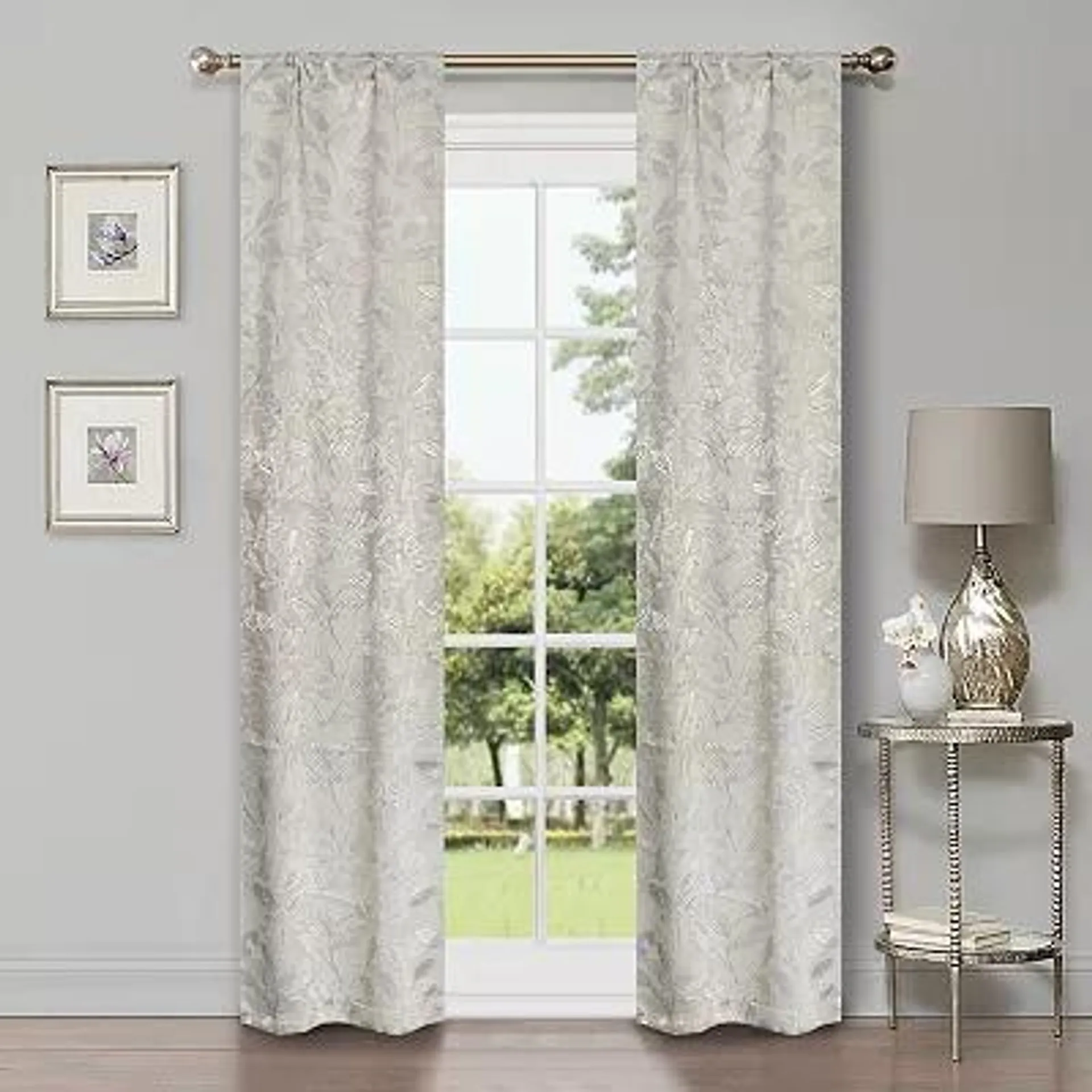 SUPERIOR Bohemian Leaves Insulated Thermal Blackout Rod Pocket Curtain Set