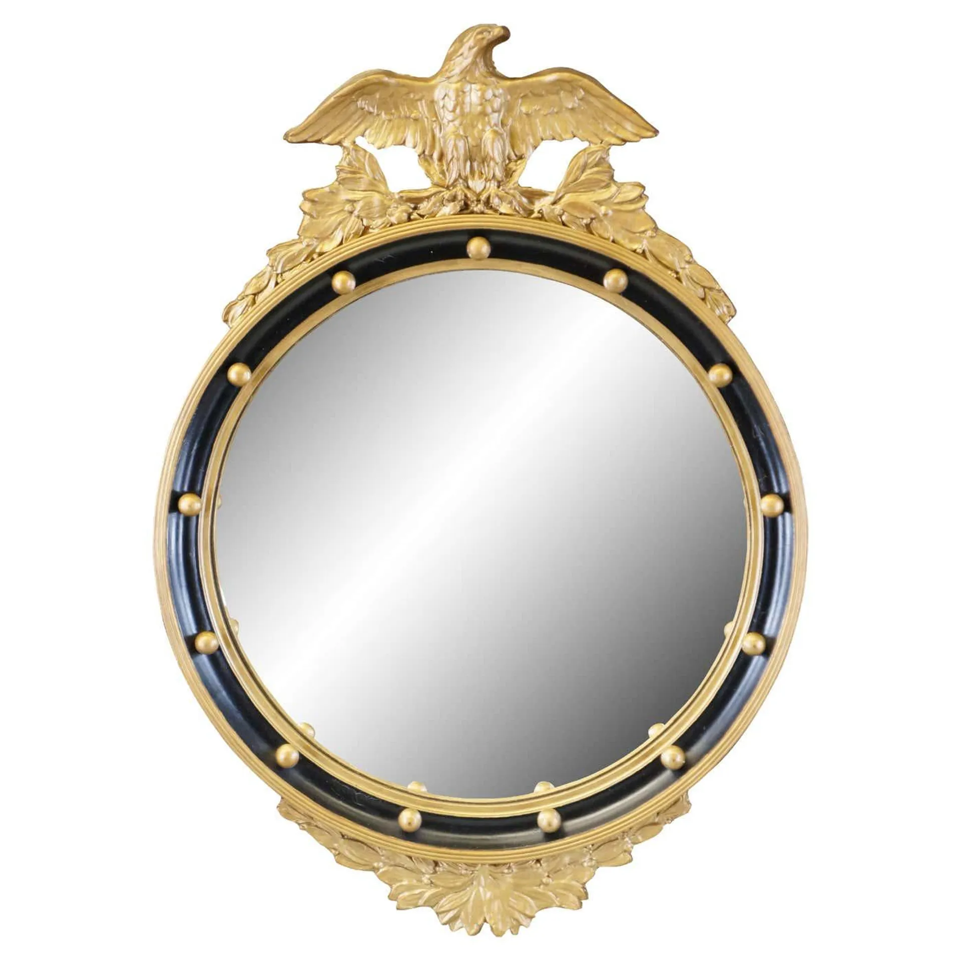Antique 19th Century American Federal Eagle Bullseye Convex Rondel Wall Mirror