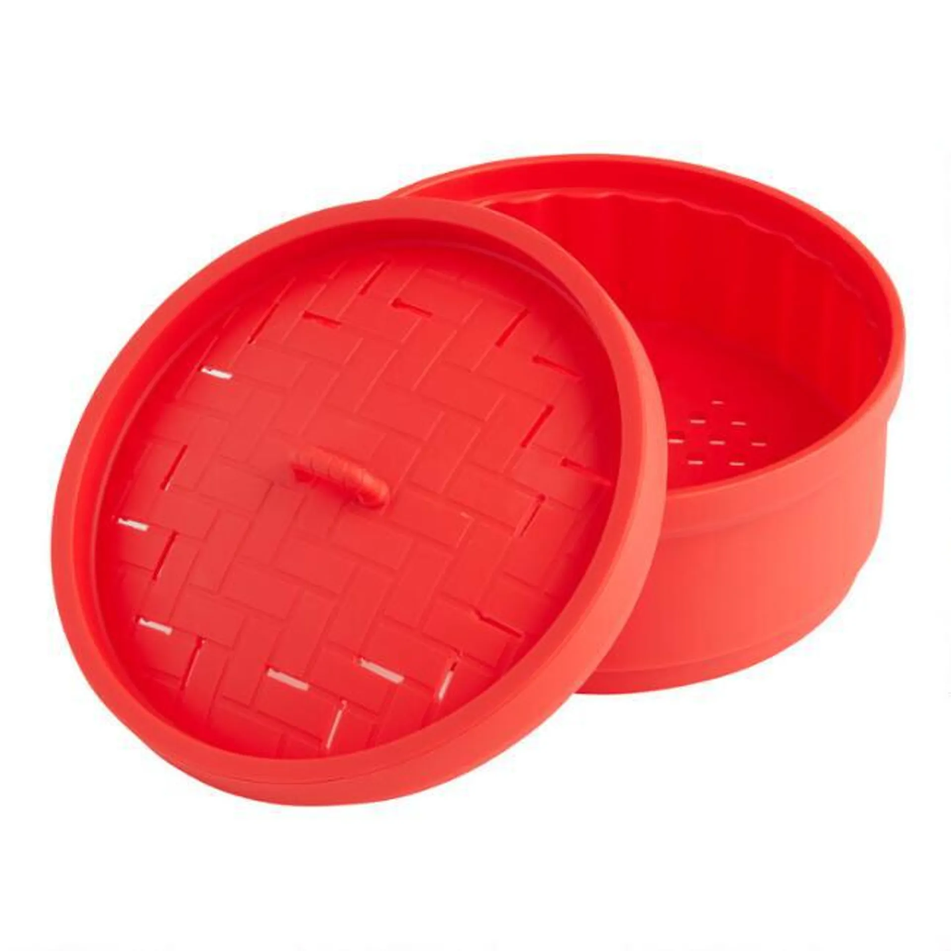 Red Chinese Style Silicone Steamer