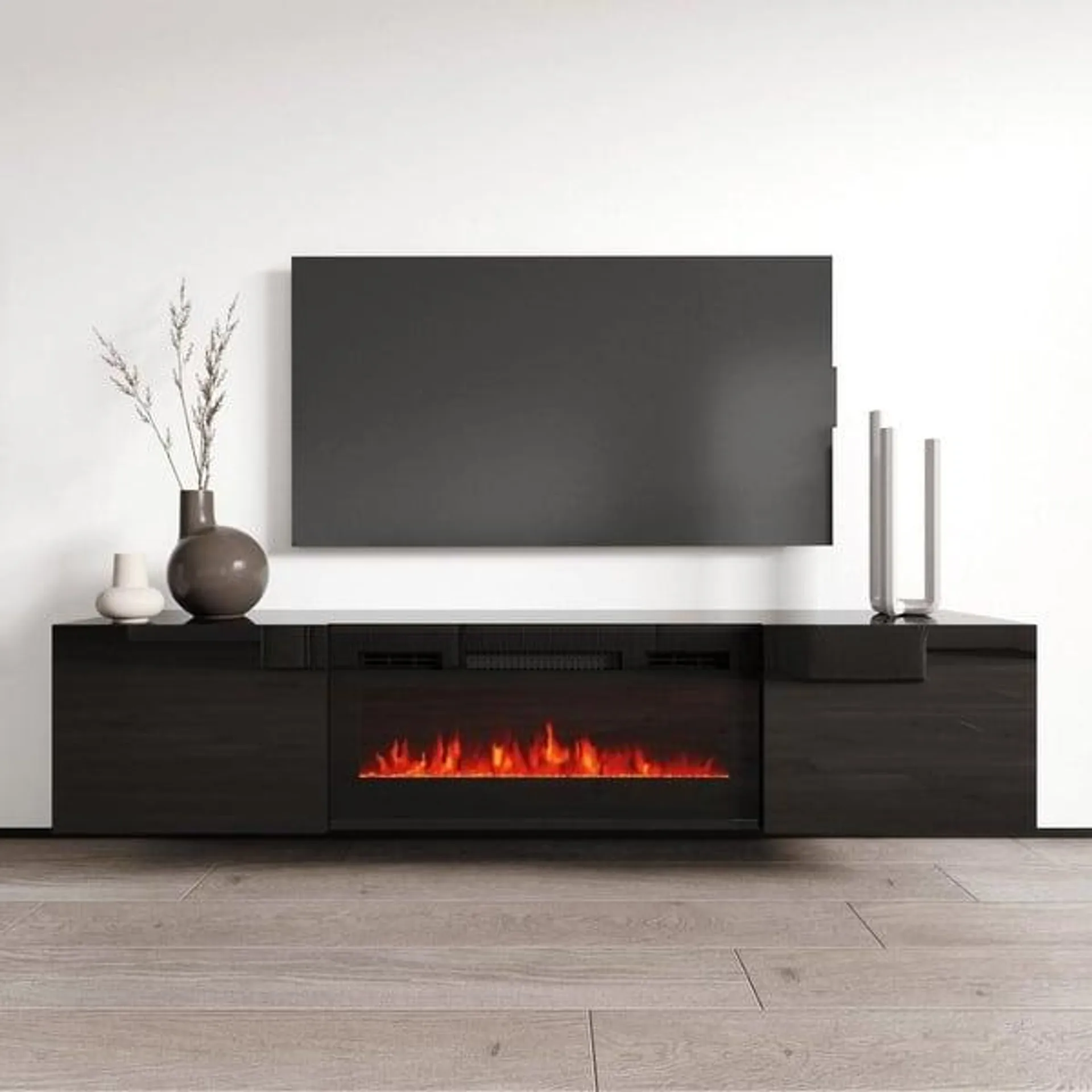 Cali EF Wall Mounted Electric Fireplace Modern 72" TV Stand