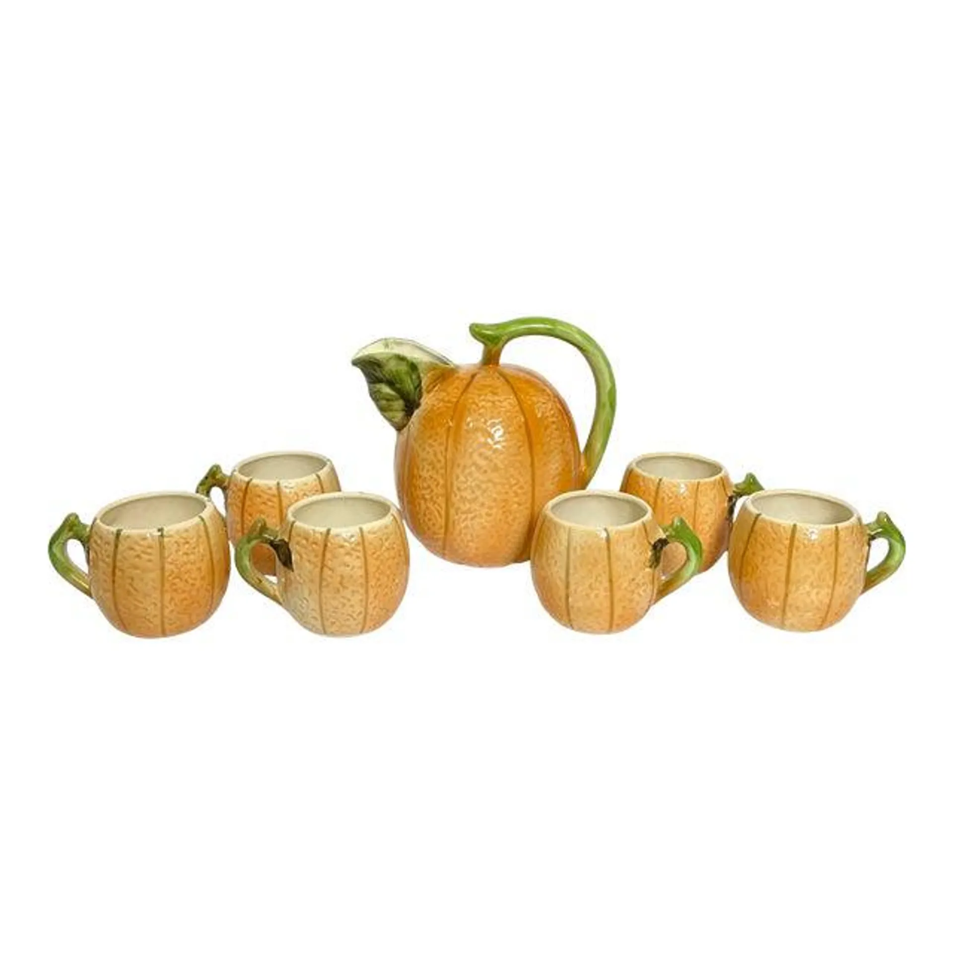 The Haldon Group Ceramic Cantelope Pitcher and 6 Cups