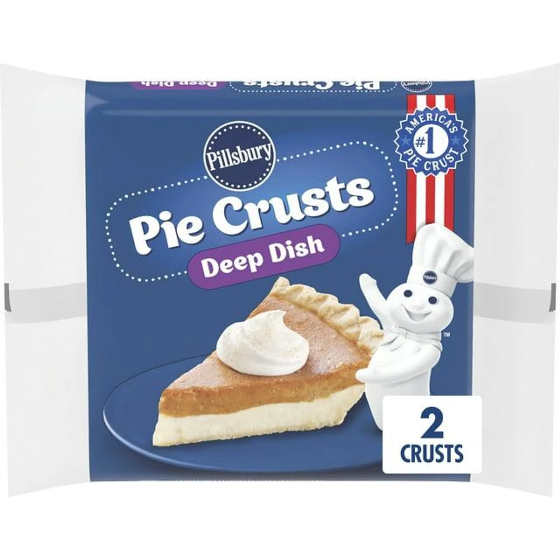 Pillsbury Frozen Pie Crust, Deep Dish, Two 9-Inch Pie Crusts & Pans, 2 ct, 12 oz