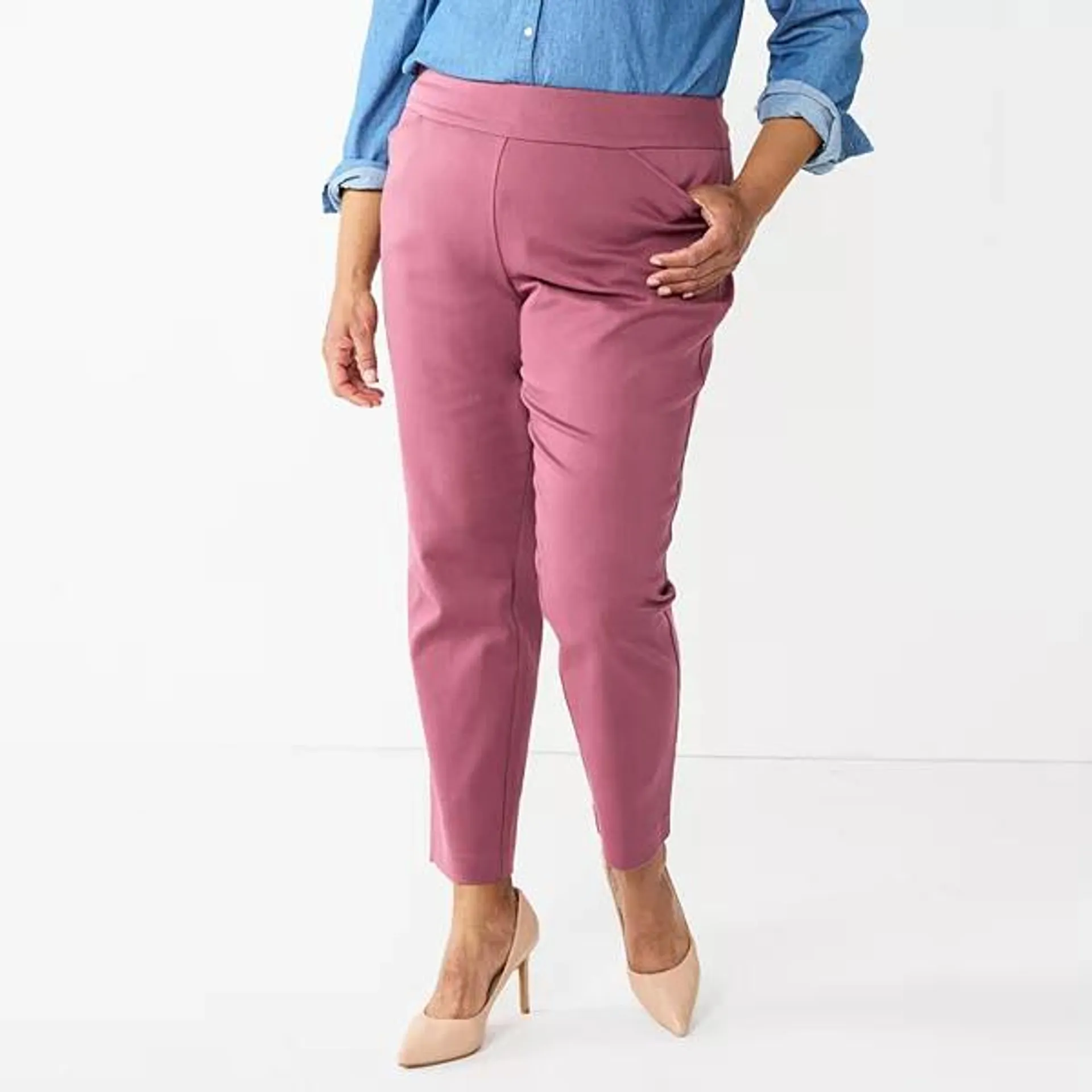 Plus Size Women's Croft & Barrow® Effortless Stretch Pull-On Straight-Leg Pants