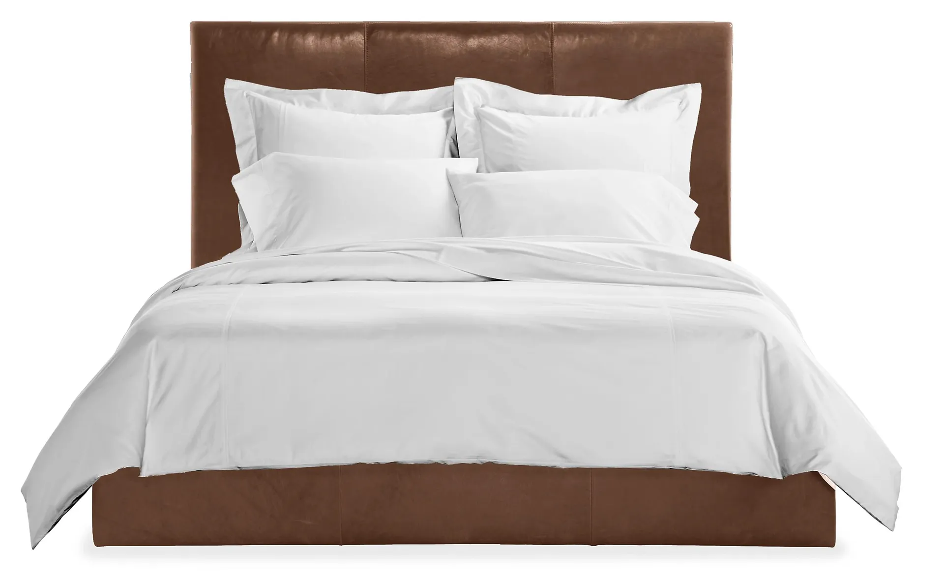 Wyatt Queen High Headboard Bed in Laino Cognac Leather