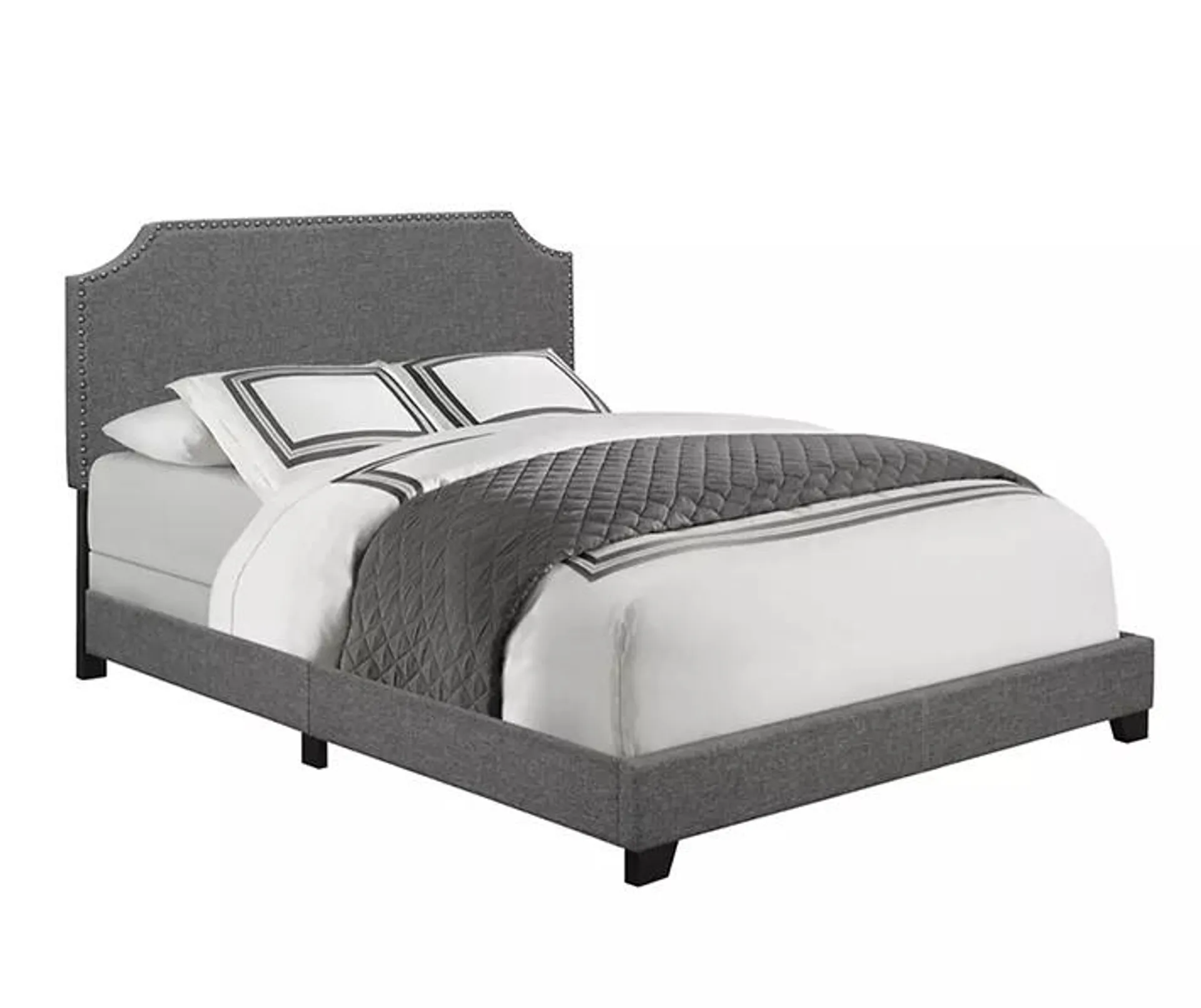 Stone Gray Clipped Corner Upholstered Queen Bed