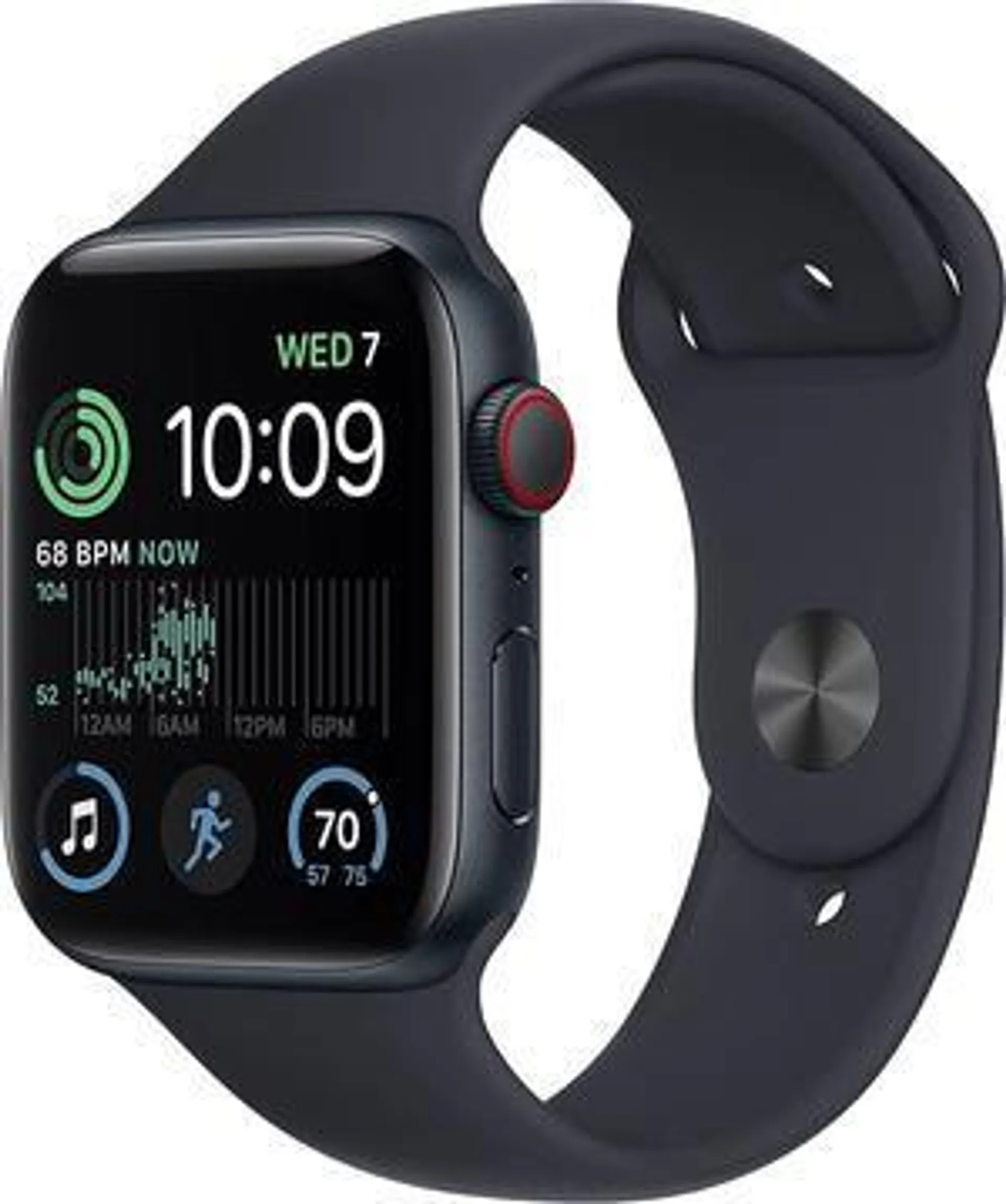 Refurbished: Apple Watch SE (2nd Gen) [GPS +Cellular 44mm] Smart Watch w/Midnight Aluminum Case & Midnight Sport Band - A Grade
