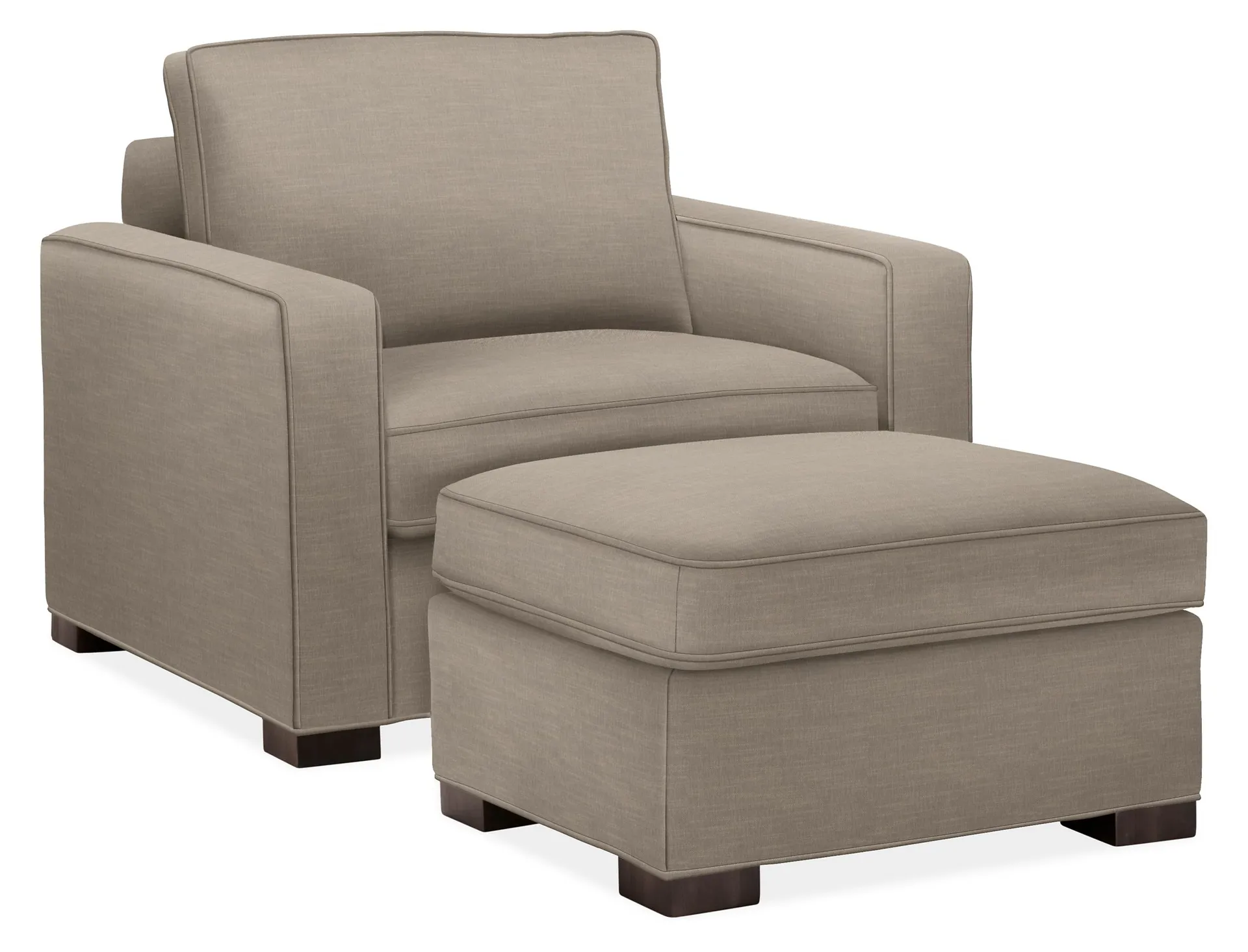 Morrison Chair and Ottoman in Destin Putty with Charcoal Legs