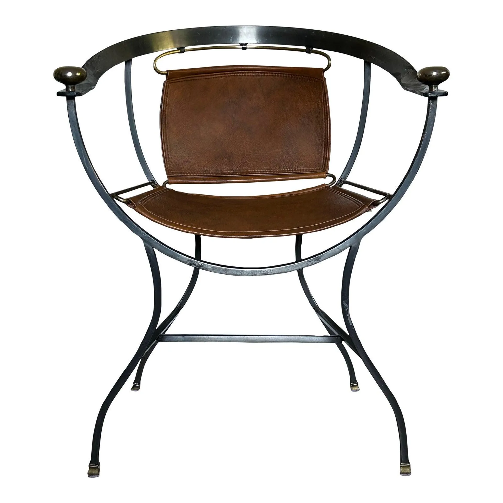 1980s Leather Pompeii Armchair by Alberto Orlandi