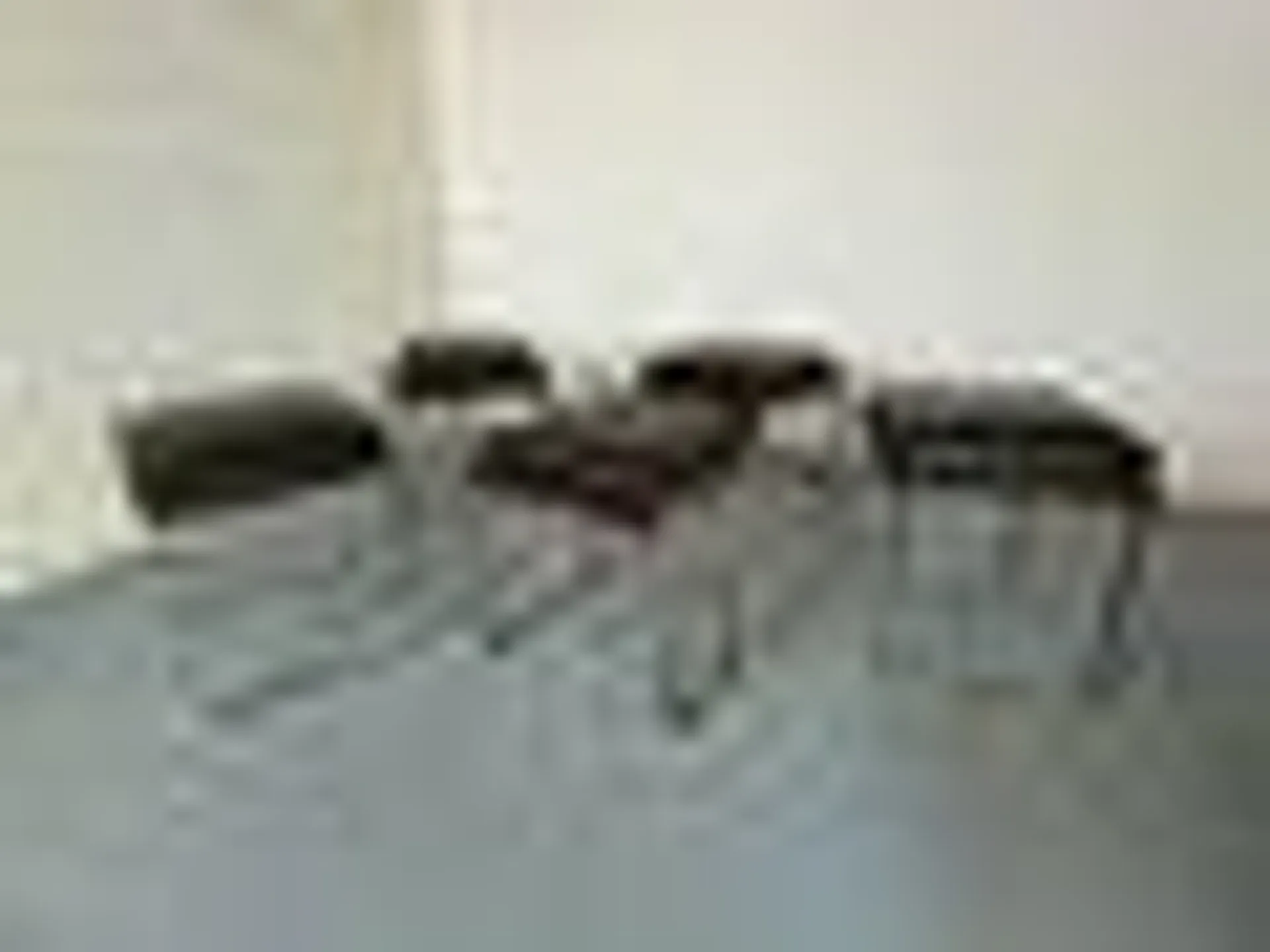 Italian Modern Steel and Brown Leather Stool by Antonio Citterio for Flexform