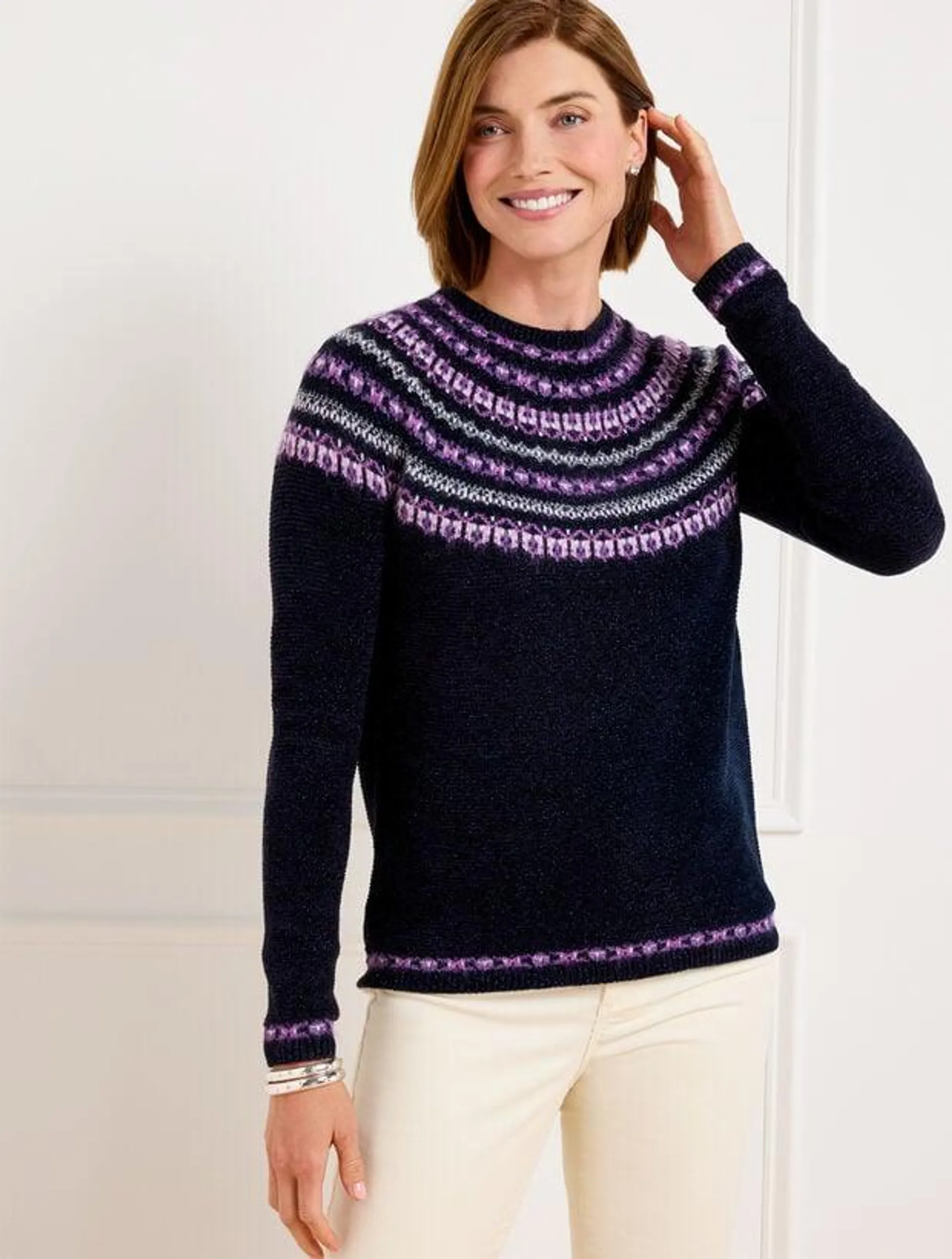 Chenille Yoke Sweater - Cheerful Fair Isle