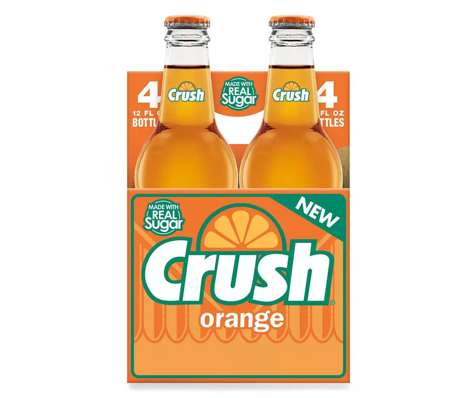 Crush Orange Soda Made with Sugar, 12 Fl Oz Glass Bottles, 4 Pack