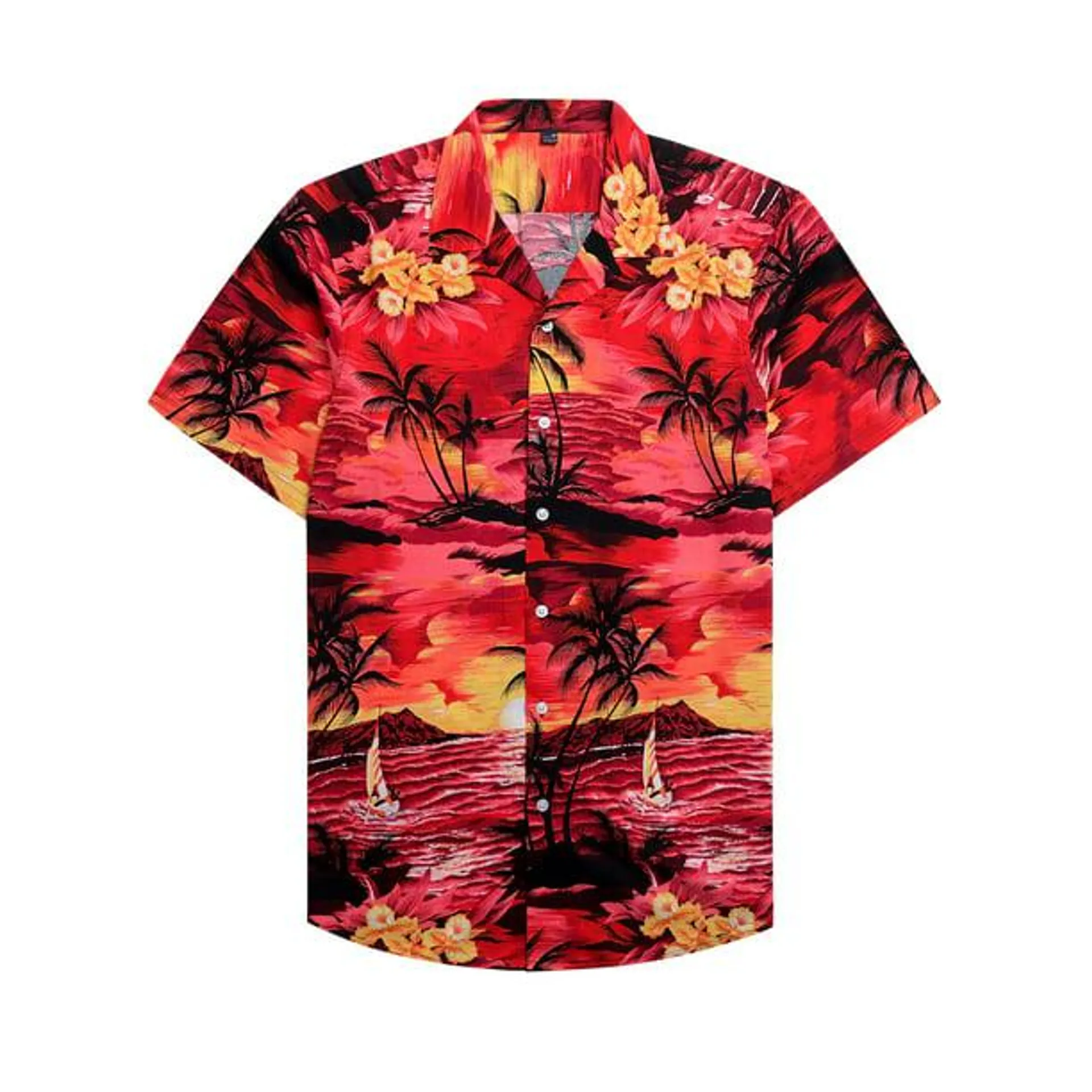 Alimens & Gentle 100% Cotton Short Sleeve Hawaiian Shirts for Men Casual Button Down Shirt