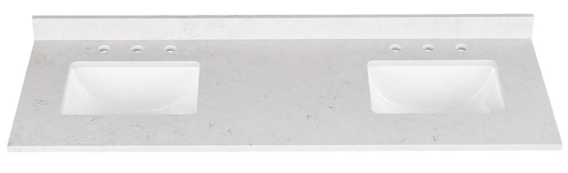 Tuscany® 61"W x 22"D Light Gray Engineered Marble Vanity Top with Rectangular Undermount Bowls