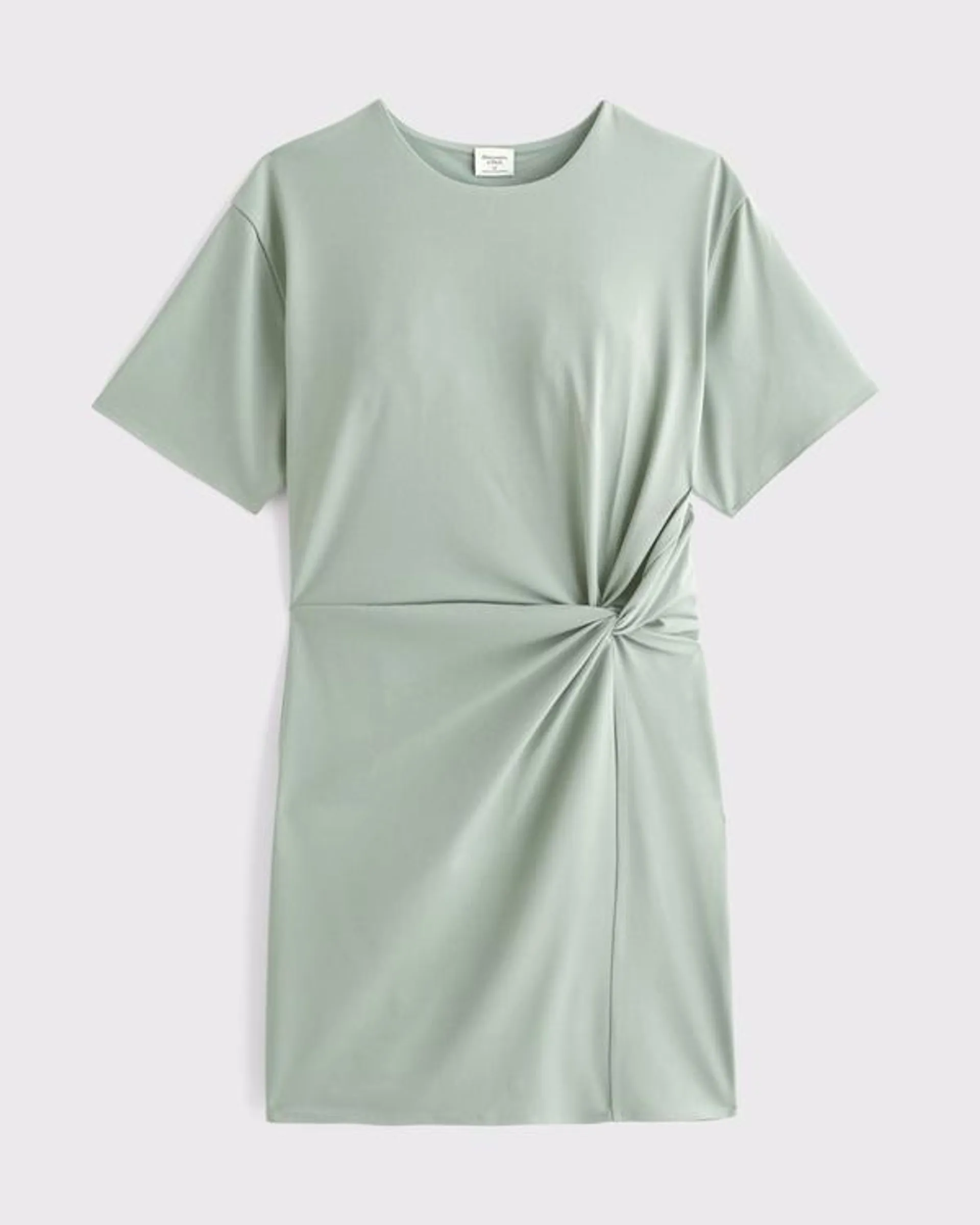 Side-Knot Knit Mini Dress