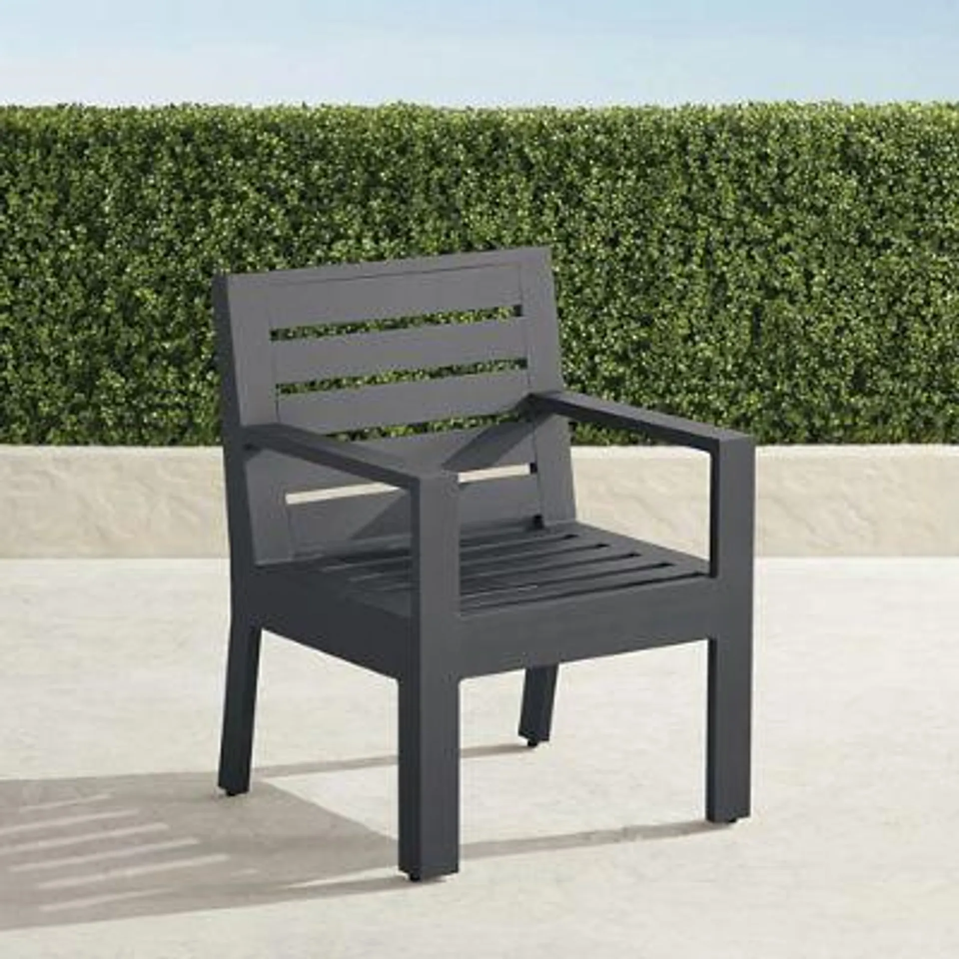 St. Kitts Dining Arm Chair in Matte Black Aluminum, Set of Two