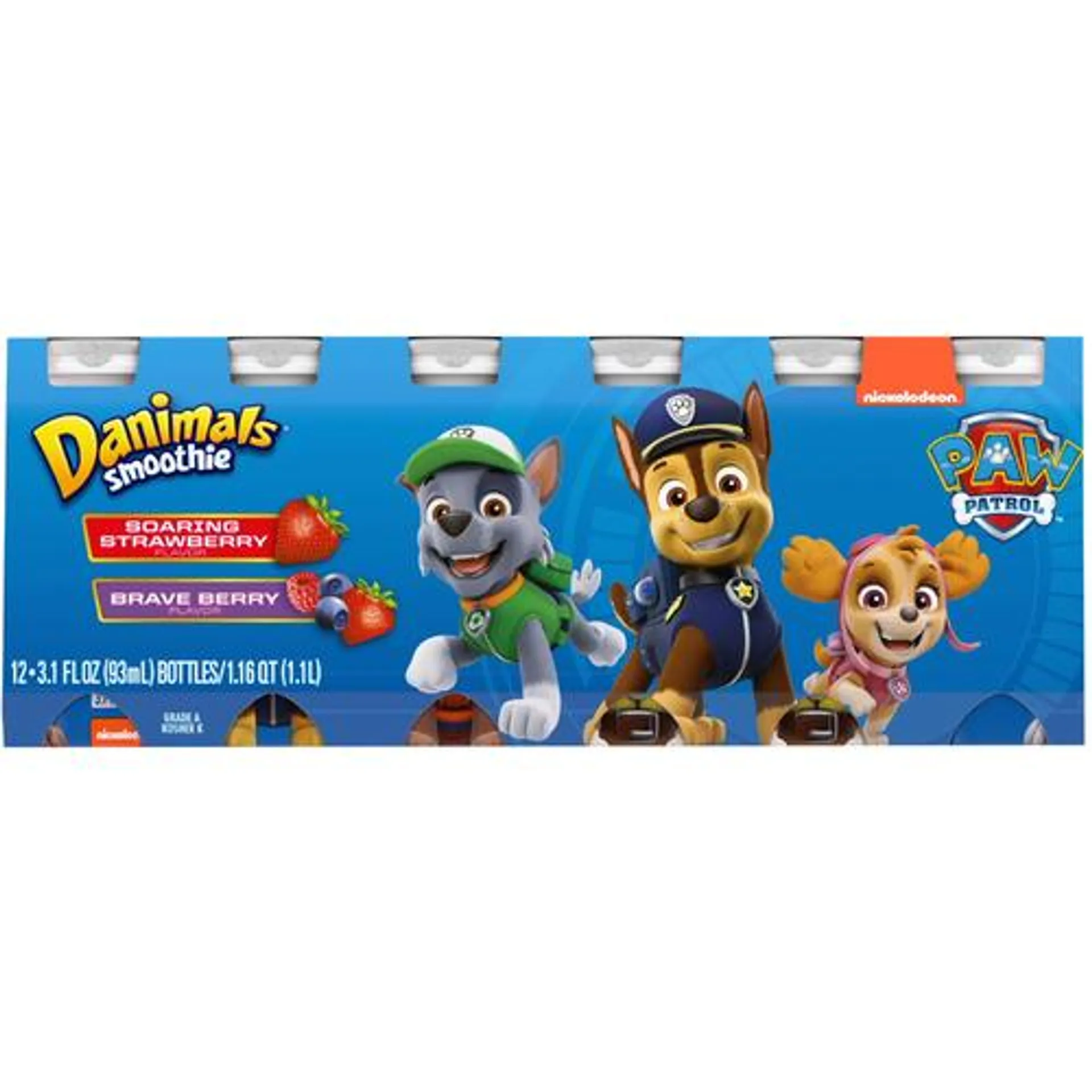 Danimals® Paw Patrol™ smoothies, strawberry & mixed berry