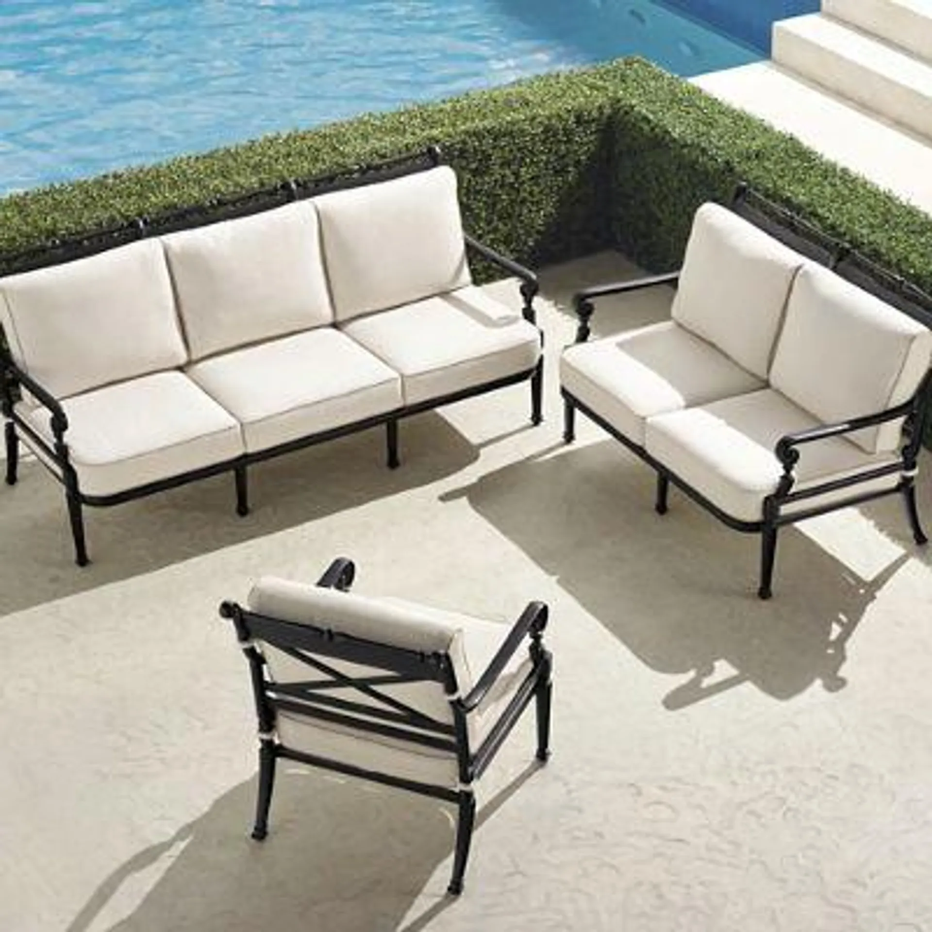 Carlisle 3-pc. Sofa Set in Onyx Aluminum