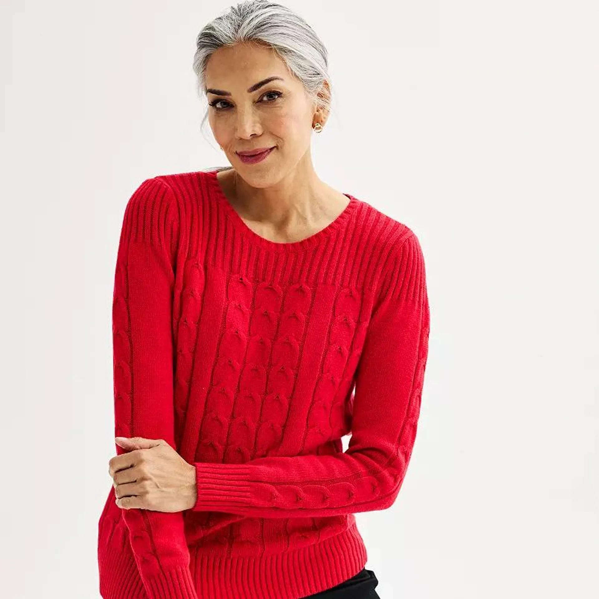 Women's Croft & Barrow® Rib Yoke Cable Pullover