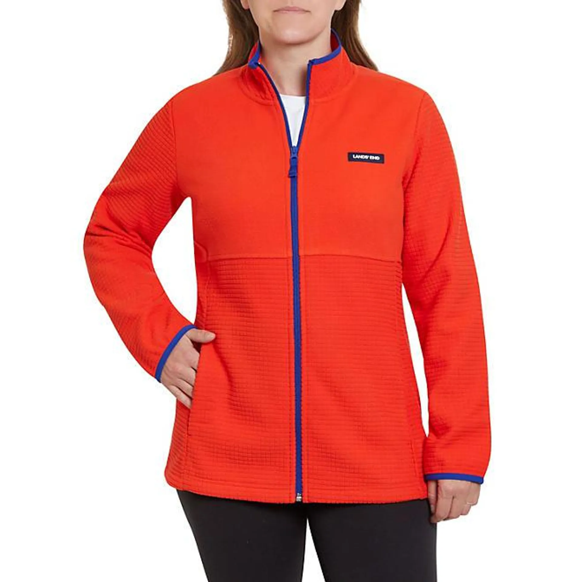 Lands' End Ladies Grid Fleece Zip Up Jacket