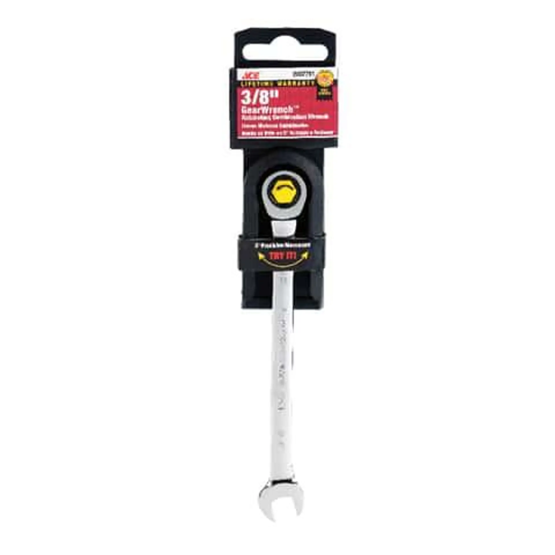 Ace Pro Series GearWrench 3/8 in. X 3/8 in. SAE Combination Wrench 6.3 in. L 1 pc