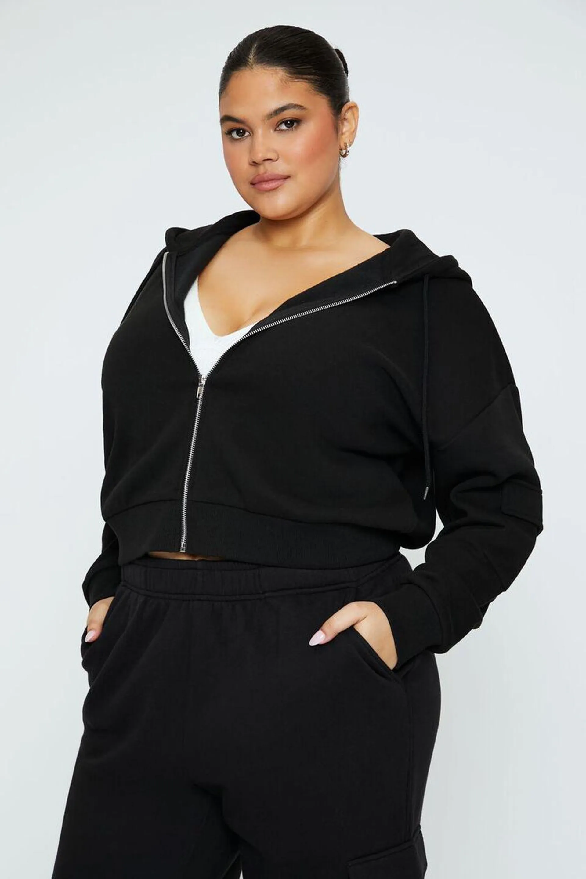 Plus Size Cargo Zip-Up Hoodie