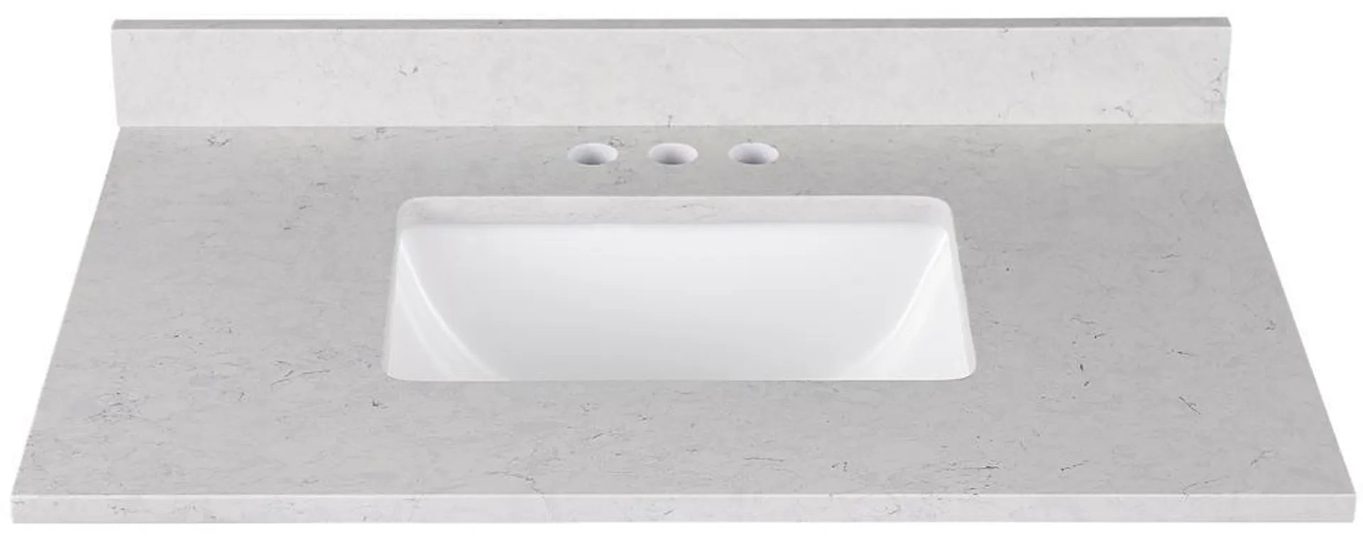 Tuscany® 31"W x 22"D Light Gray Engineered Marble Vanity Top with Rectangular Undermount Bowl