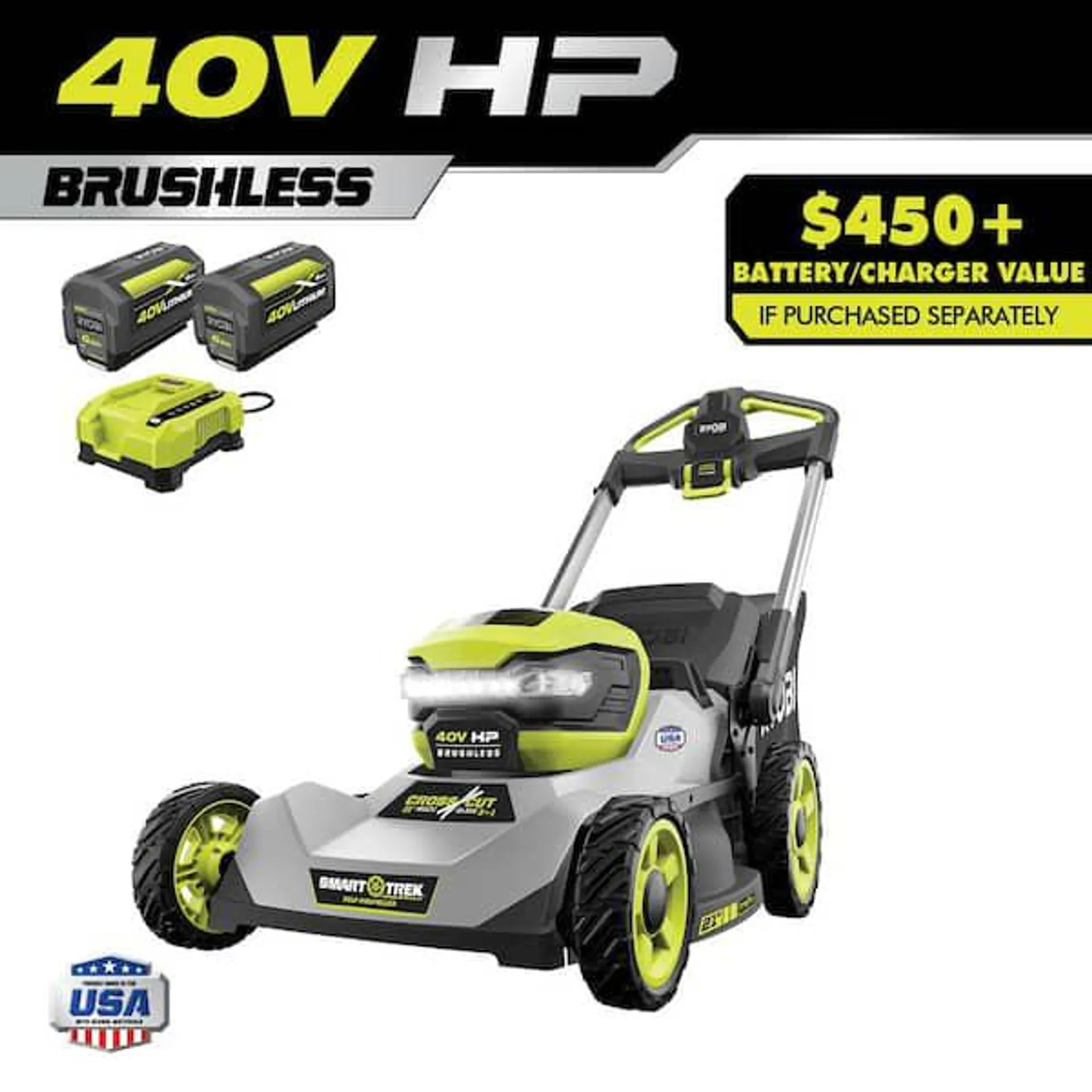 40V HP Brushless 21 in. Cordless Battery Walk Behind Multi-Blade Self-Propelled Mower - (2) 6.0 Ah Batteries & Charger