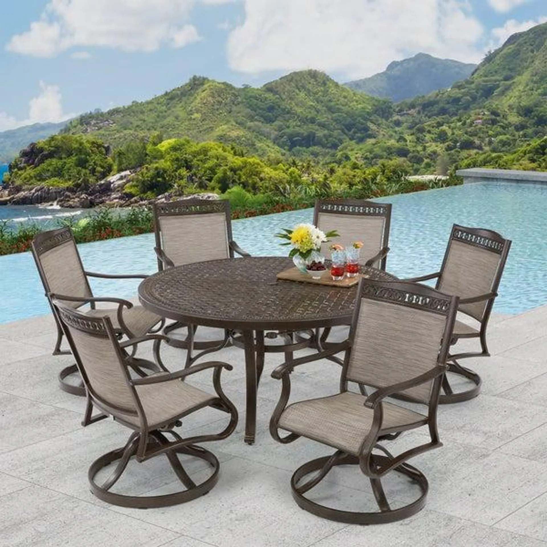 Agio Cullman 7-piece Sling Outdoor Patio Dining Set