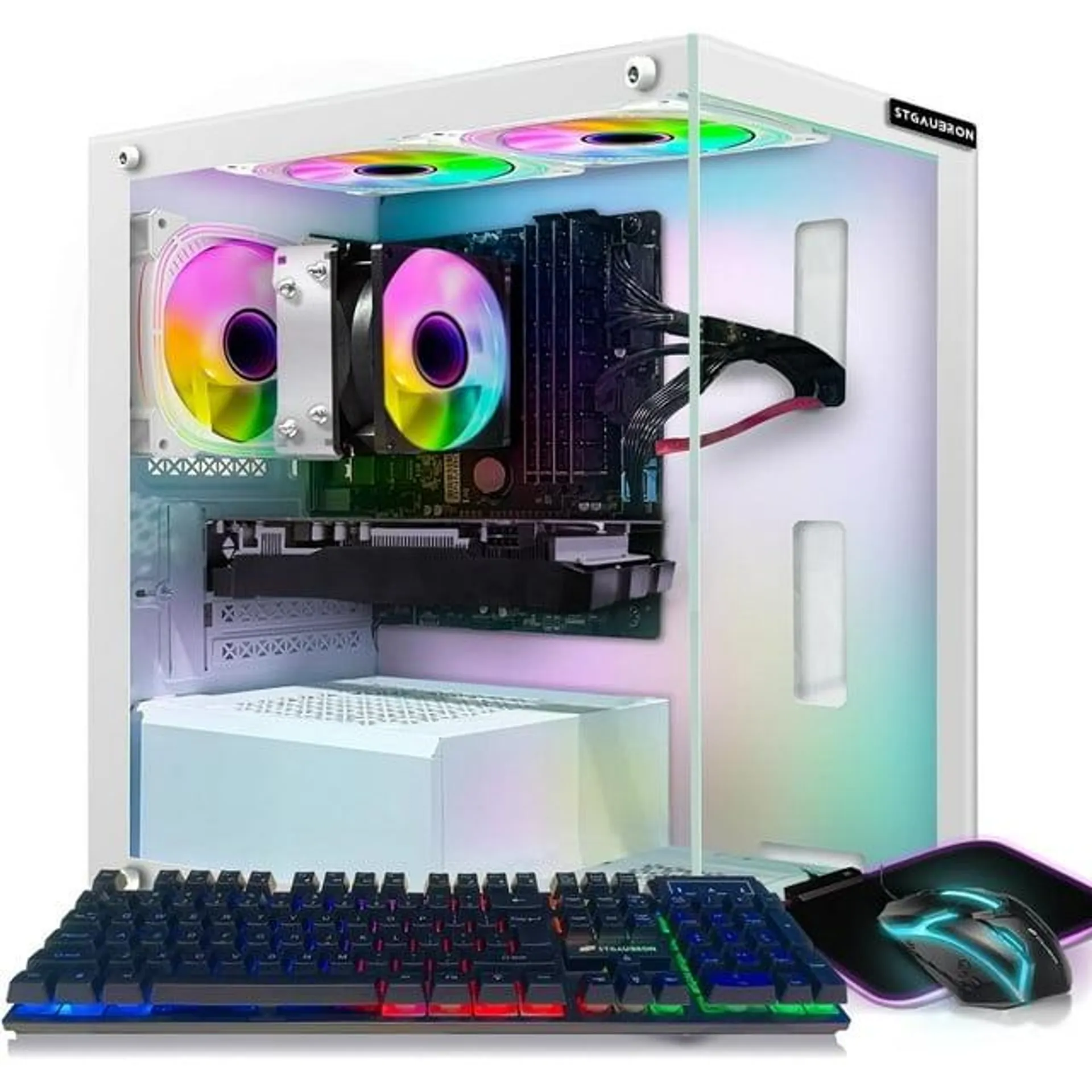 STGAubron Gaming Desktop PC, AMD Athlon 3000G 3.5G, 16G DDR4, 512G SSD, RTX 2060 6G, 600M WiFi, BT 5.0, RGB Fan x 3, Win 11 Home