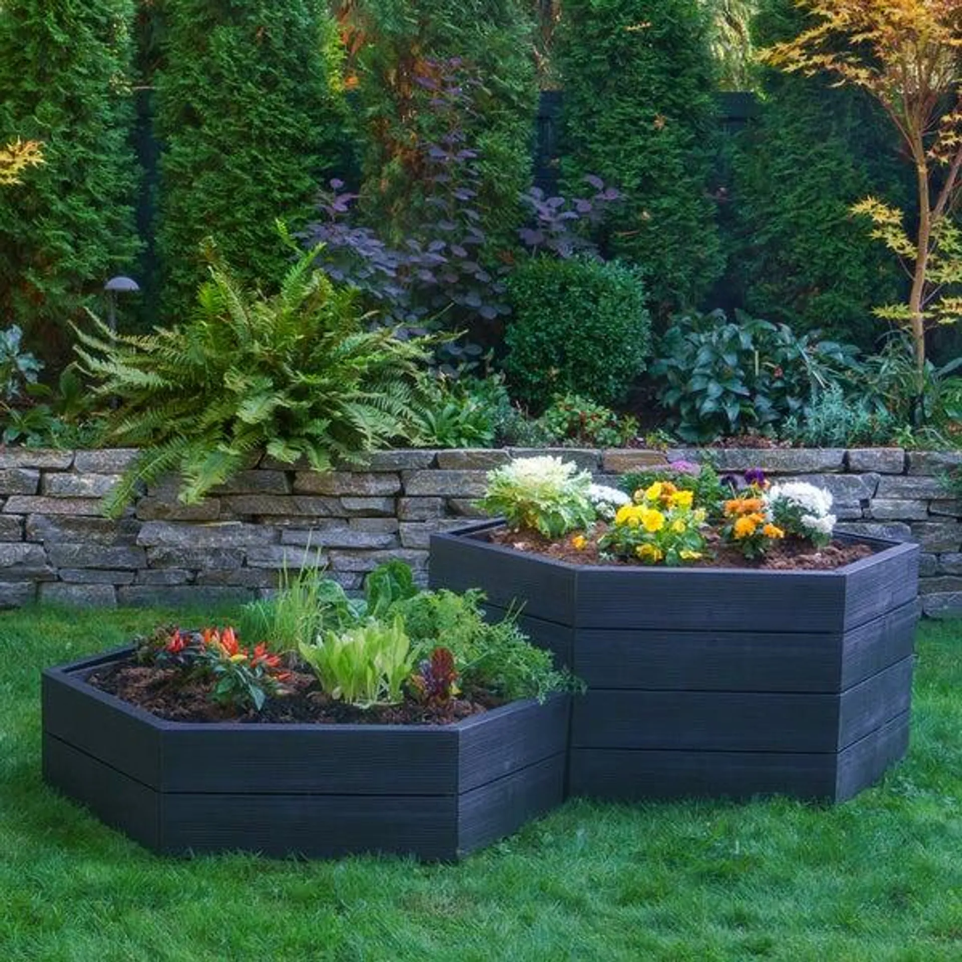 Exaco Triple ERGO Raised Garden Bed & Open Composter Kit