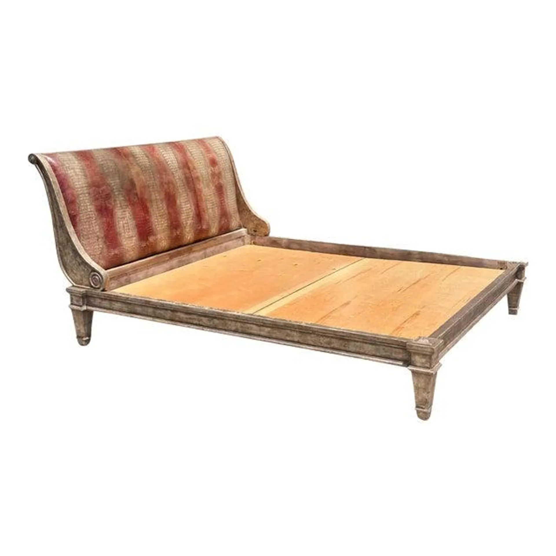 California King Dessin Fournir Giltwood & Croc Leather Sleigh Bed Frame