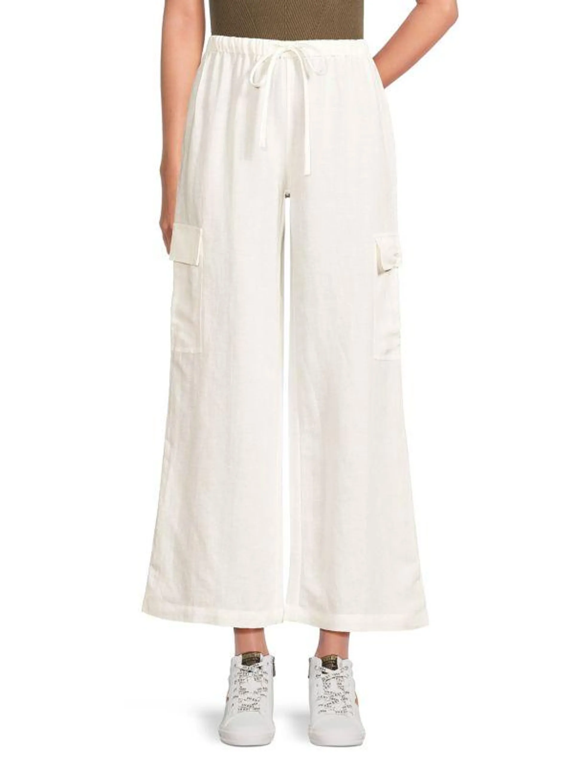 Linen Blend Wide Leg Pants