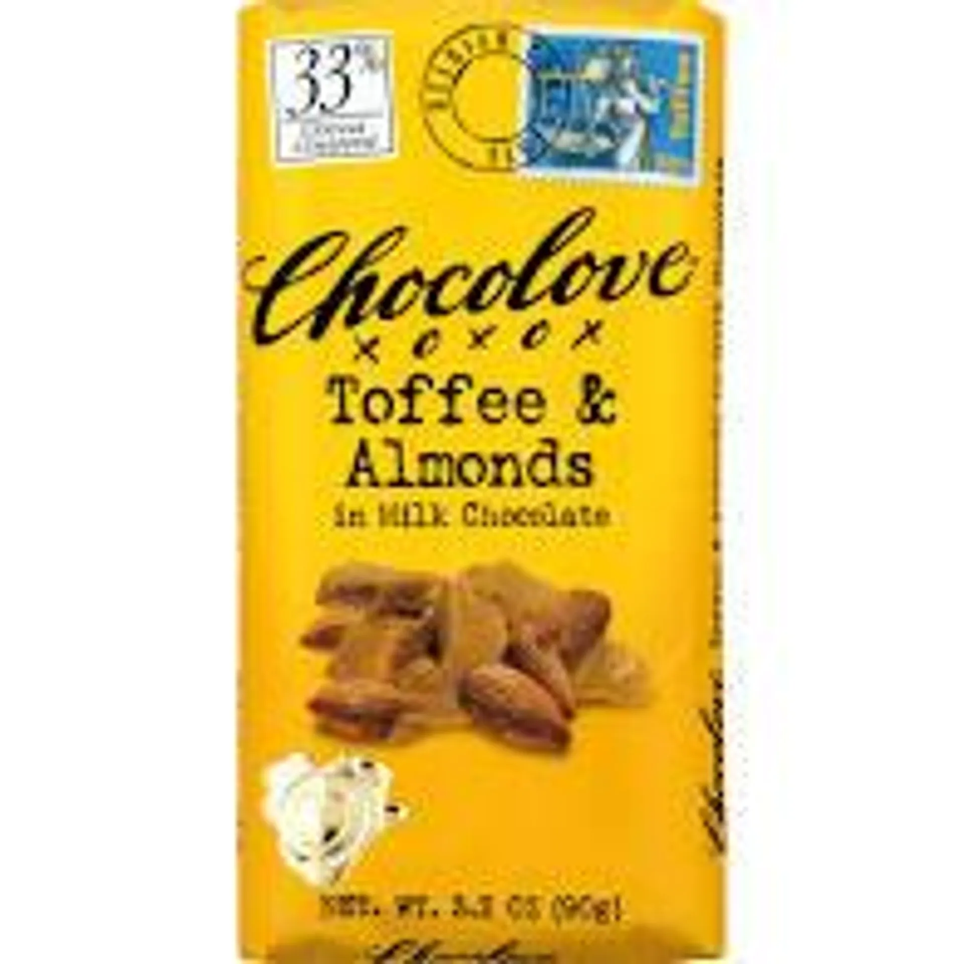 Chocolove - Toffee & Almonds Milk Chocolate Bar 3.2 Oz