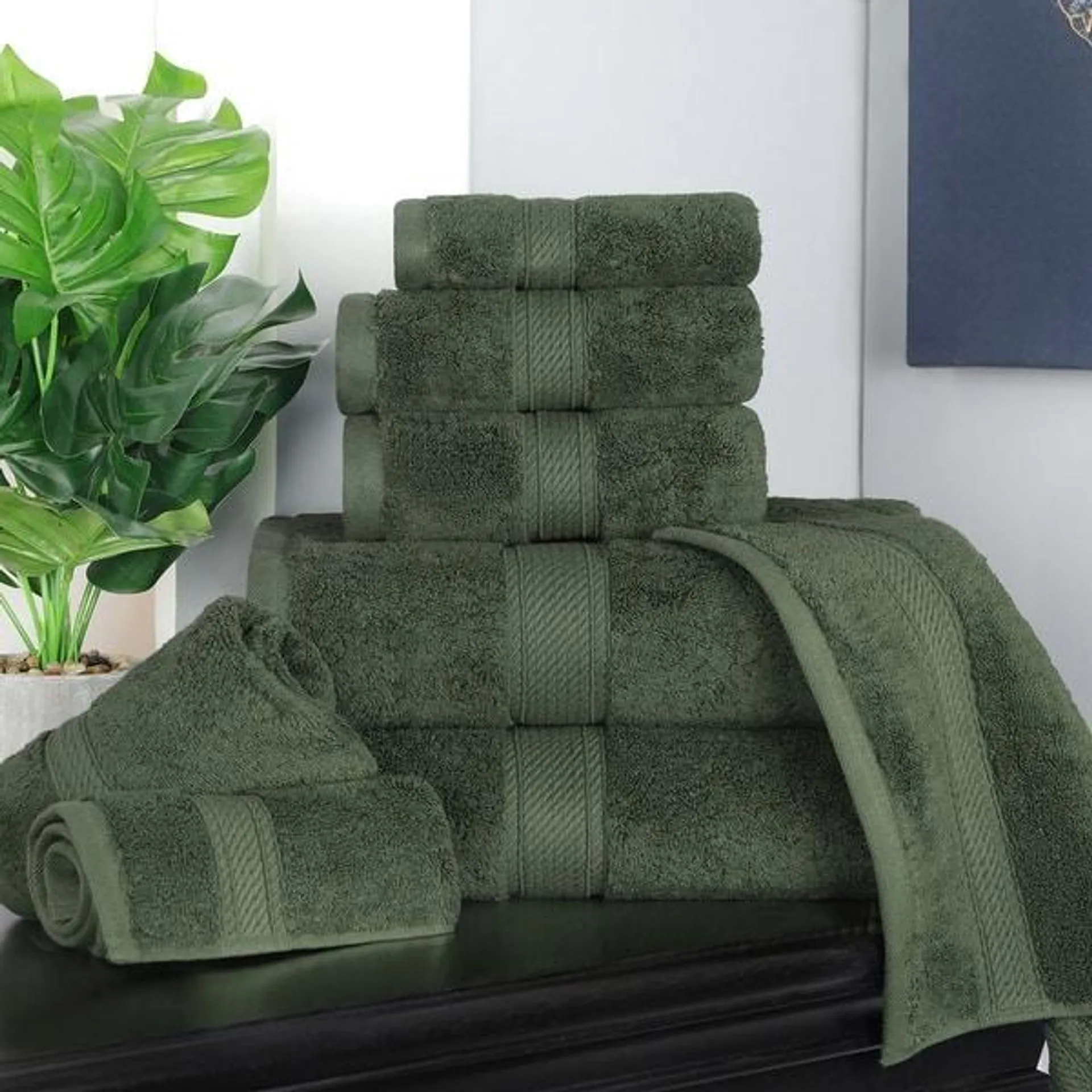 Superior Egyptian Cotton Pile 8 Piece Ultra Plush Solid Towel Set