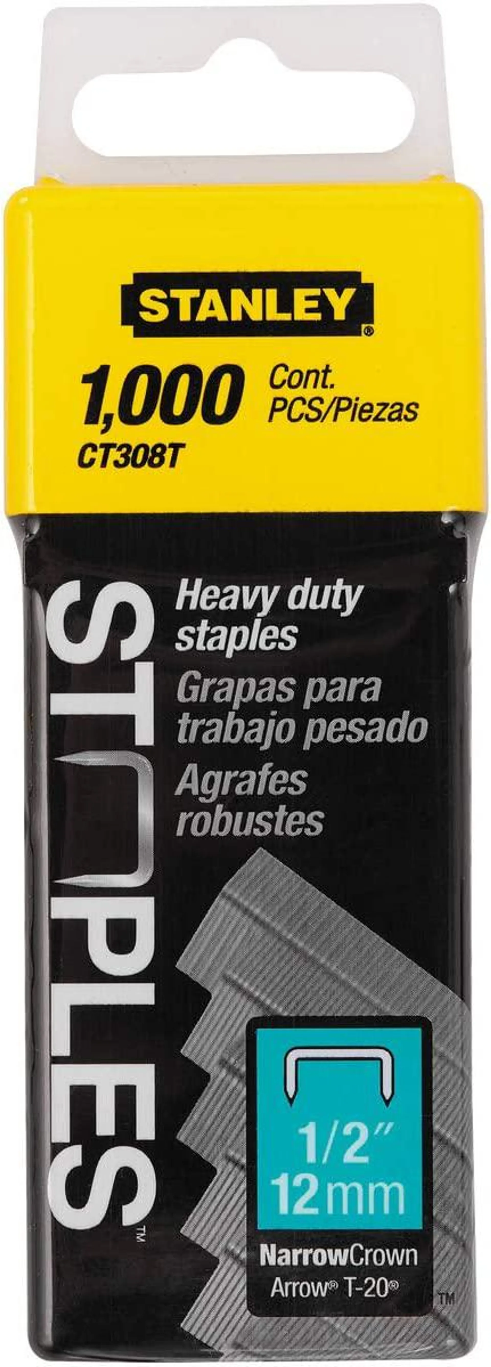 Stanley Ct308T 1/2 Inch Heavy Duty Flat Narrow Crown Staples,Pack of 1000(Pack of 1000)