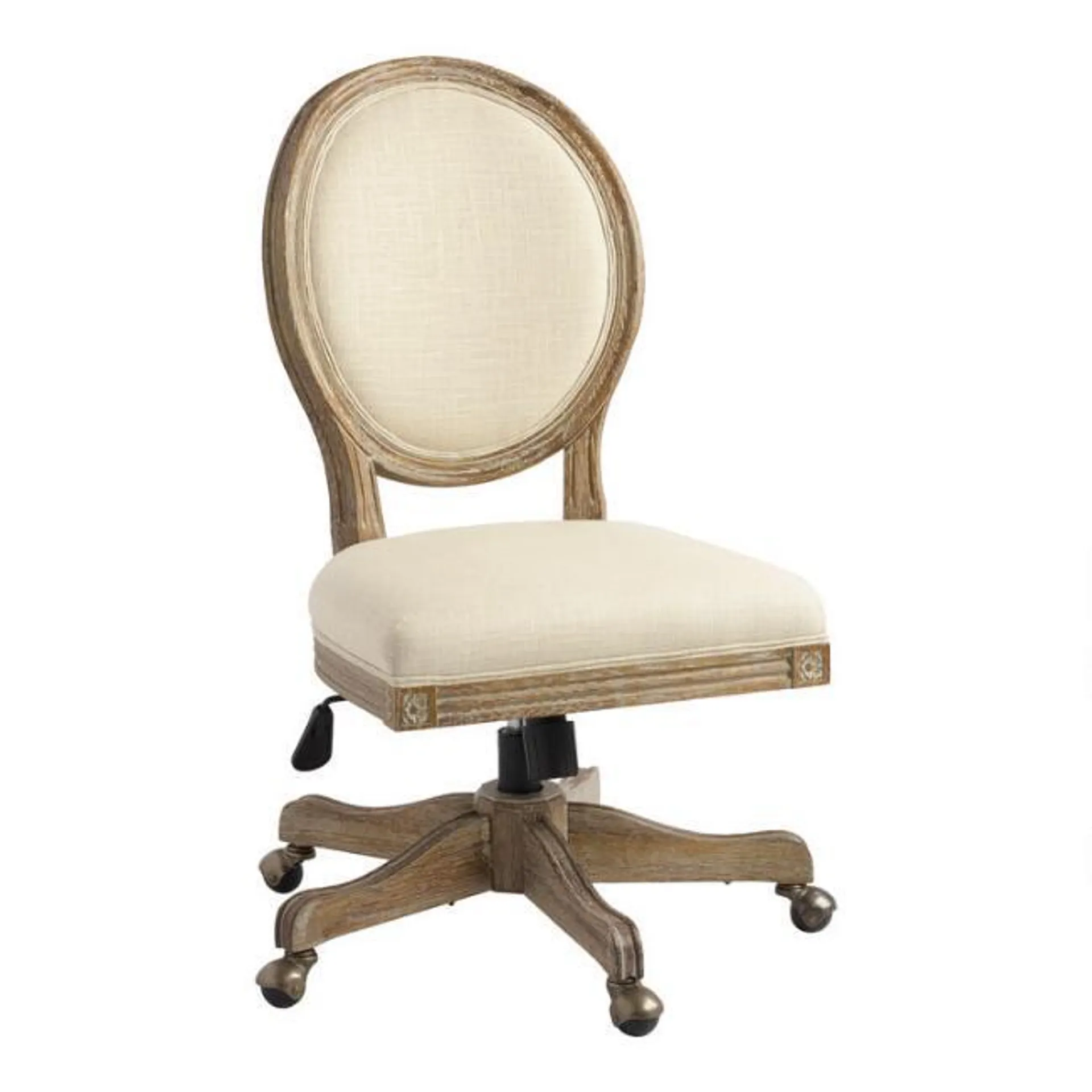 Paige Natural Linen Round Back Office Chair