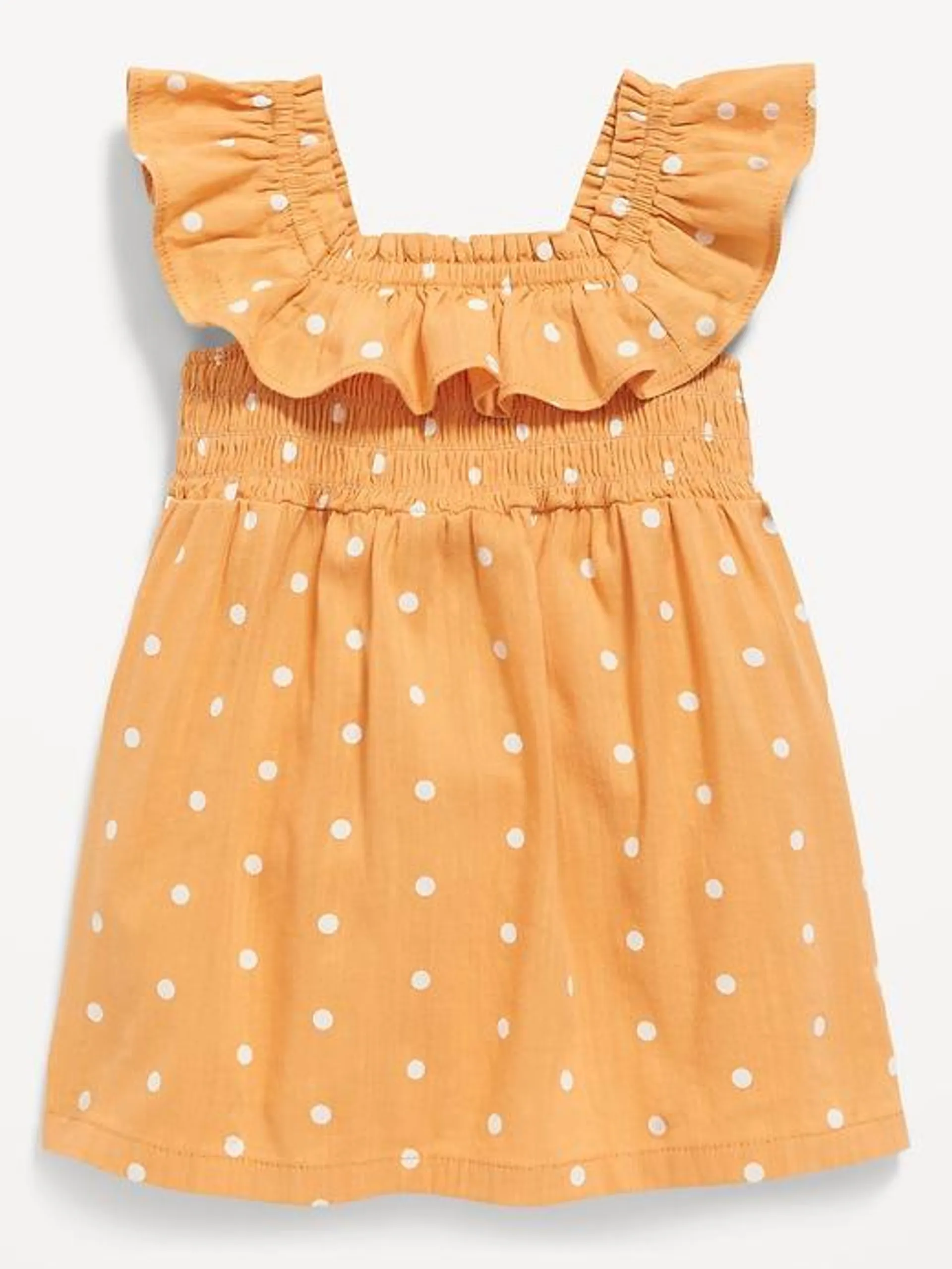 Printed Flutter-Sleeve Smocked Dress for Baby