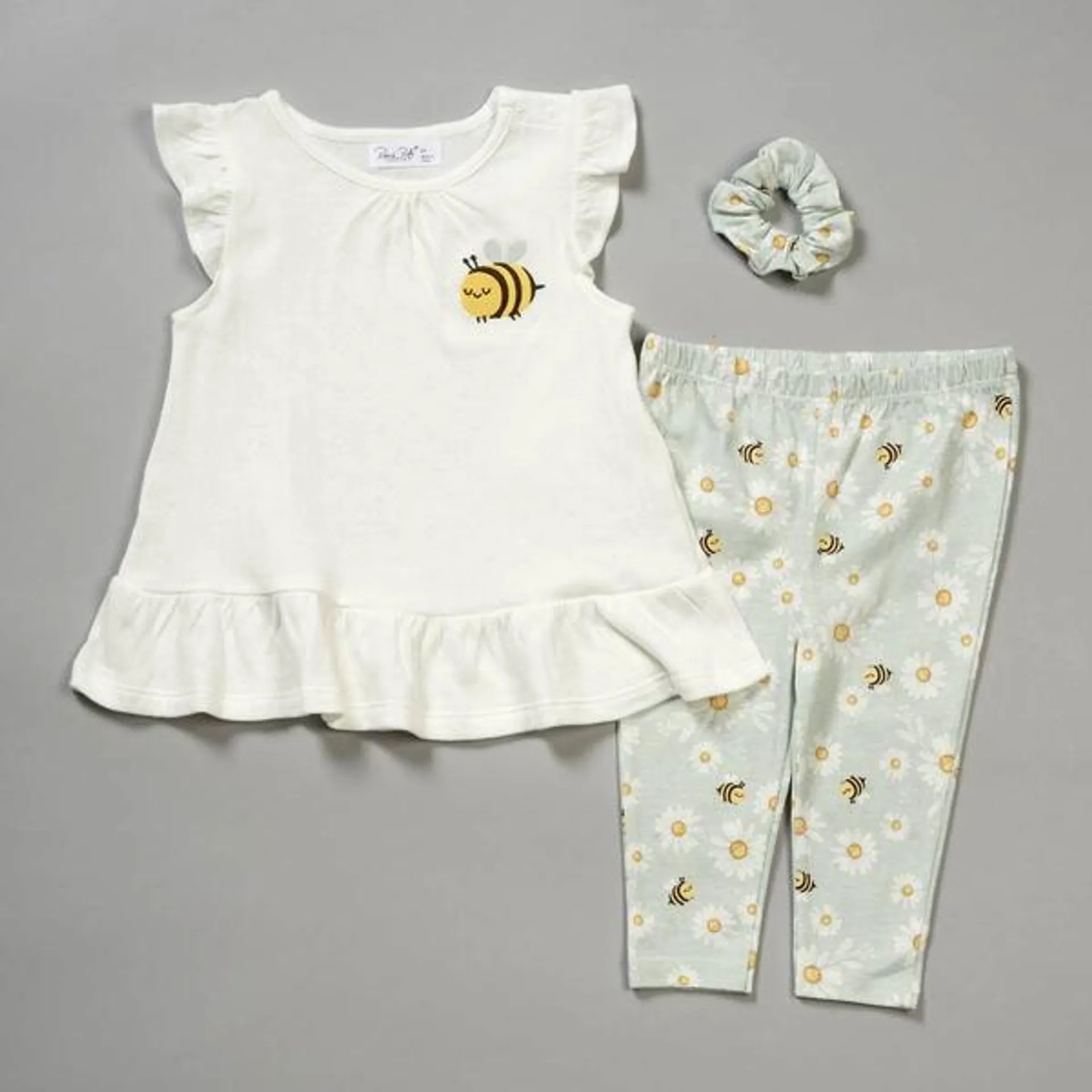 Baby Girl (12-24M) René Rofé® 3pc. Bee App Top & Leggings Set