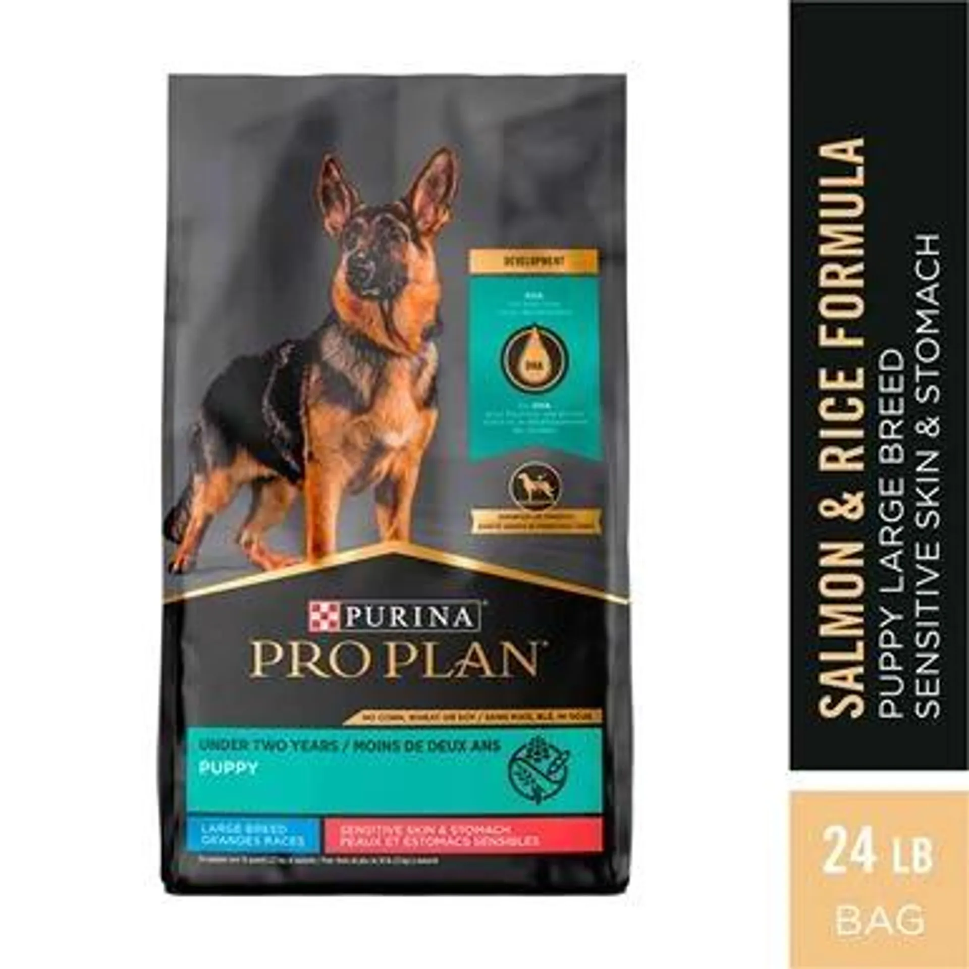Purina Pro Plan Sensitive Skin and Stomach Large Breed Puppy Food With Probiotics, Salmon & Rice Formula - 24 Pound Bag