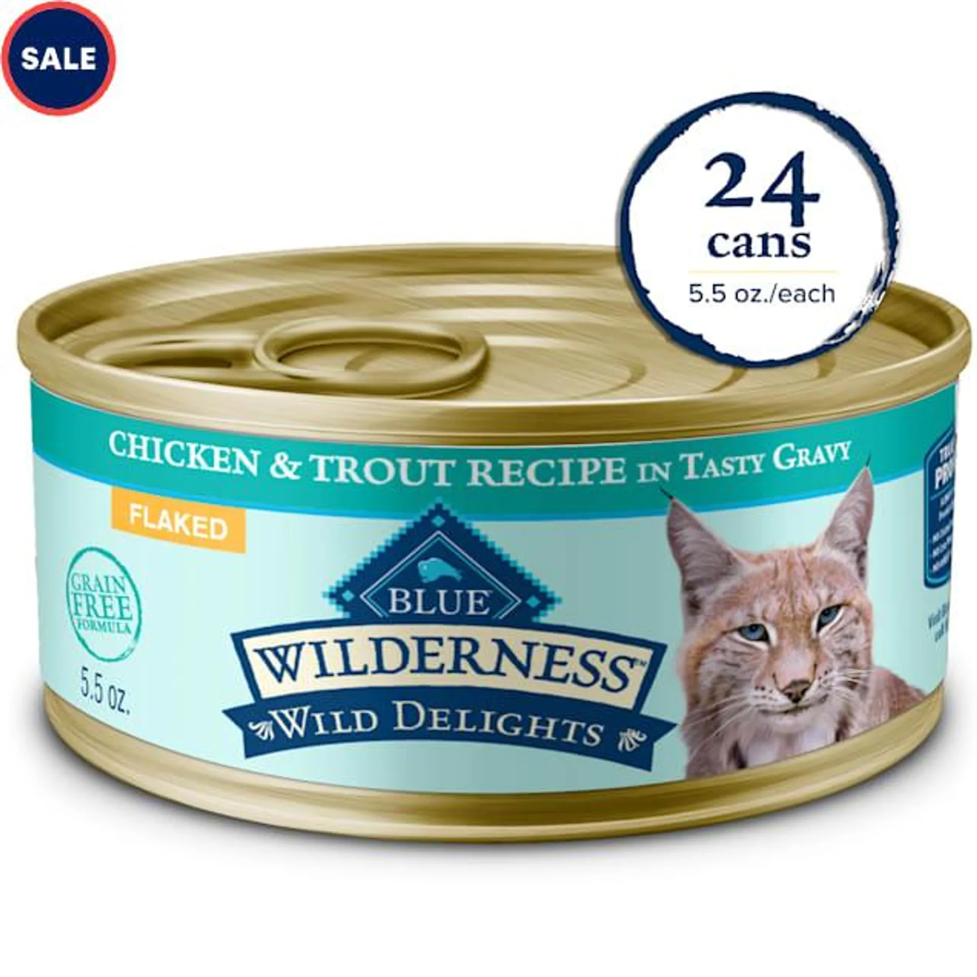 Blue Buffalo Wilderness Chicken & Trout, Adult Flaked Wet Cat Food, 3 oz., Case of 24