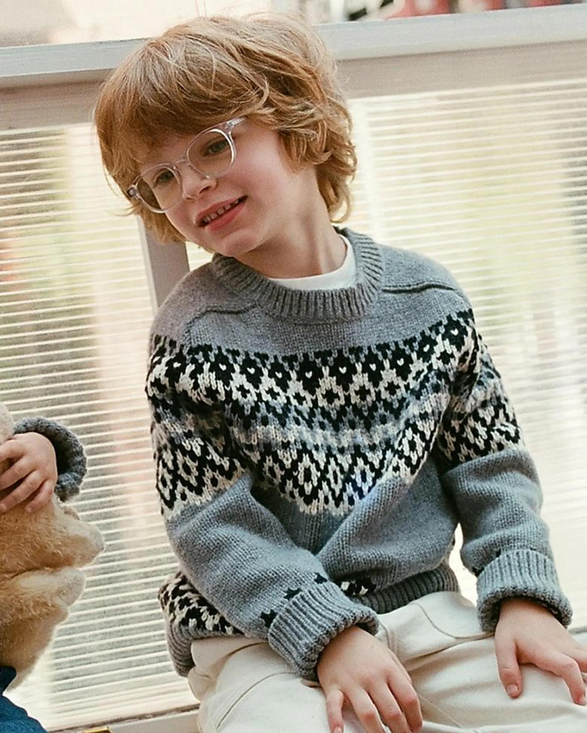 Boys' Fair Isle crewneck sweater in wool blend