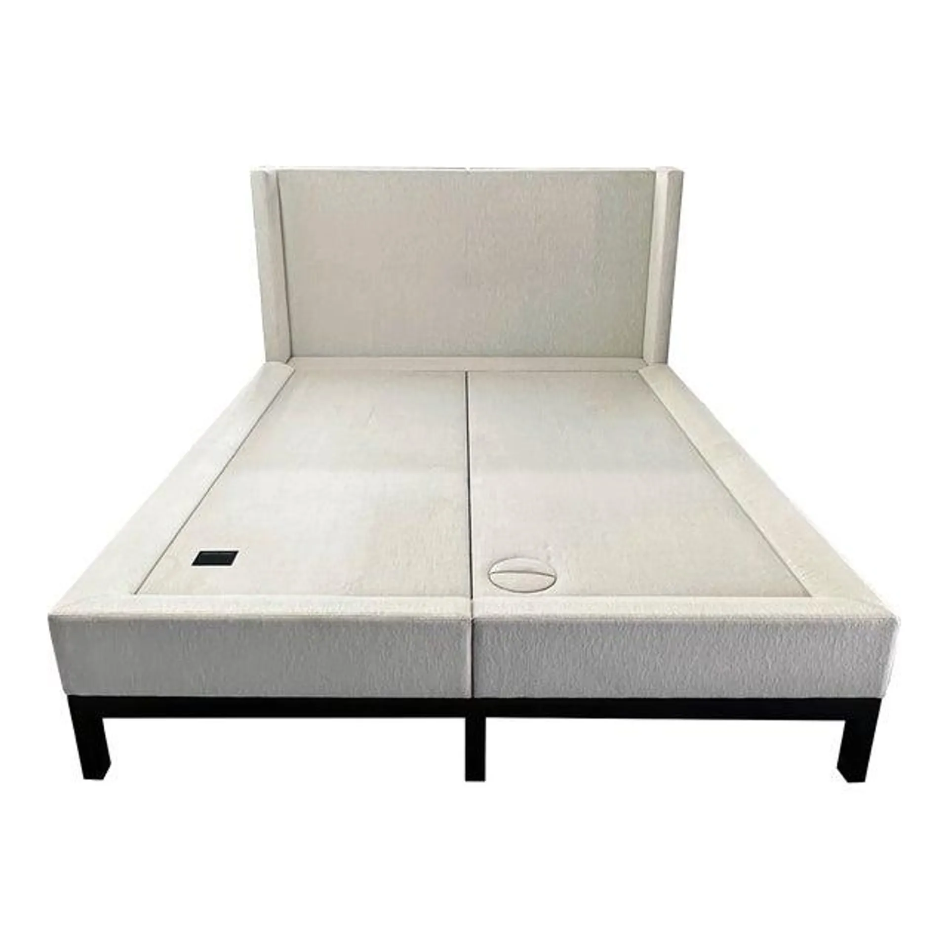 Christian Liaigre Upholstered Omen Bed With Ebonized Wood Base, Queen