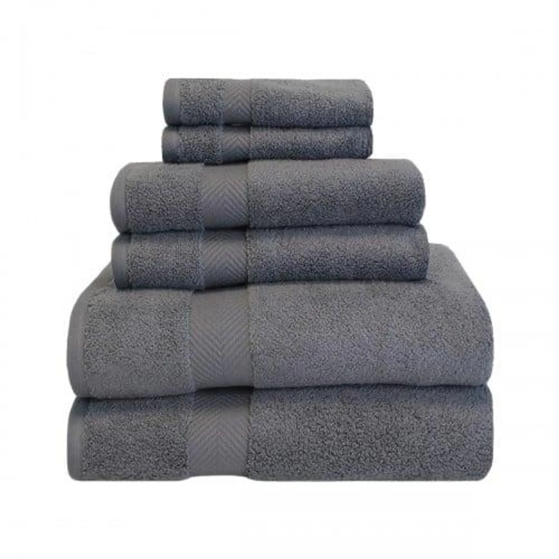 Superior ZT 6 PC SET GR Zero Twist Cotton Towel Set - Grey, 6 Pieces