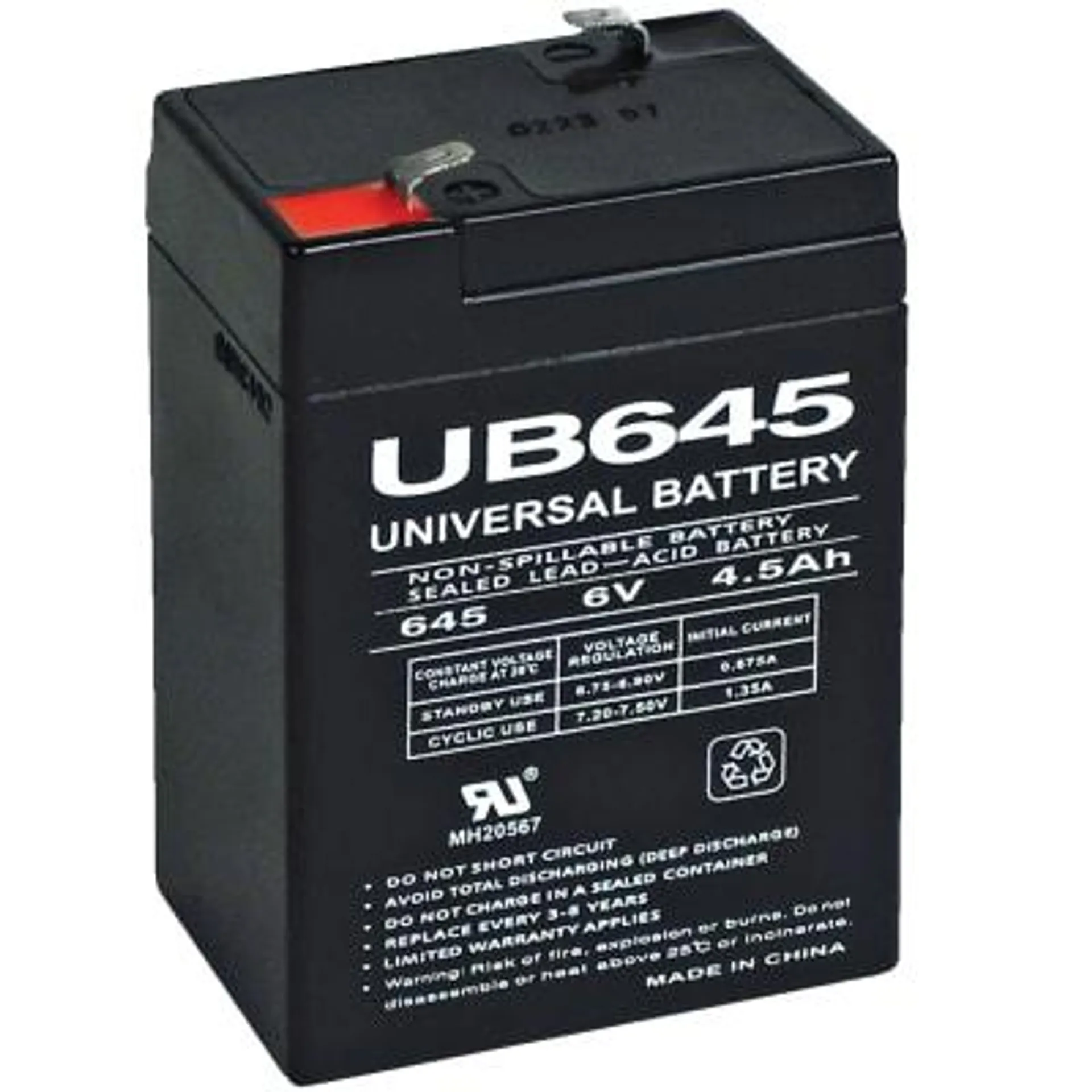 UPG UB645 6V Maintenance-Free Sealed Lead-Acid Battery