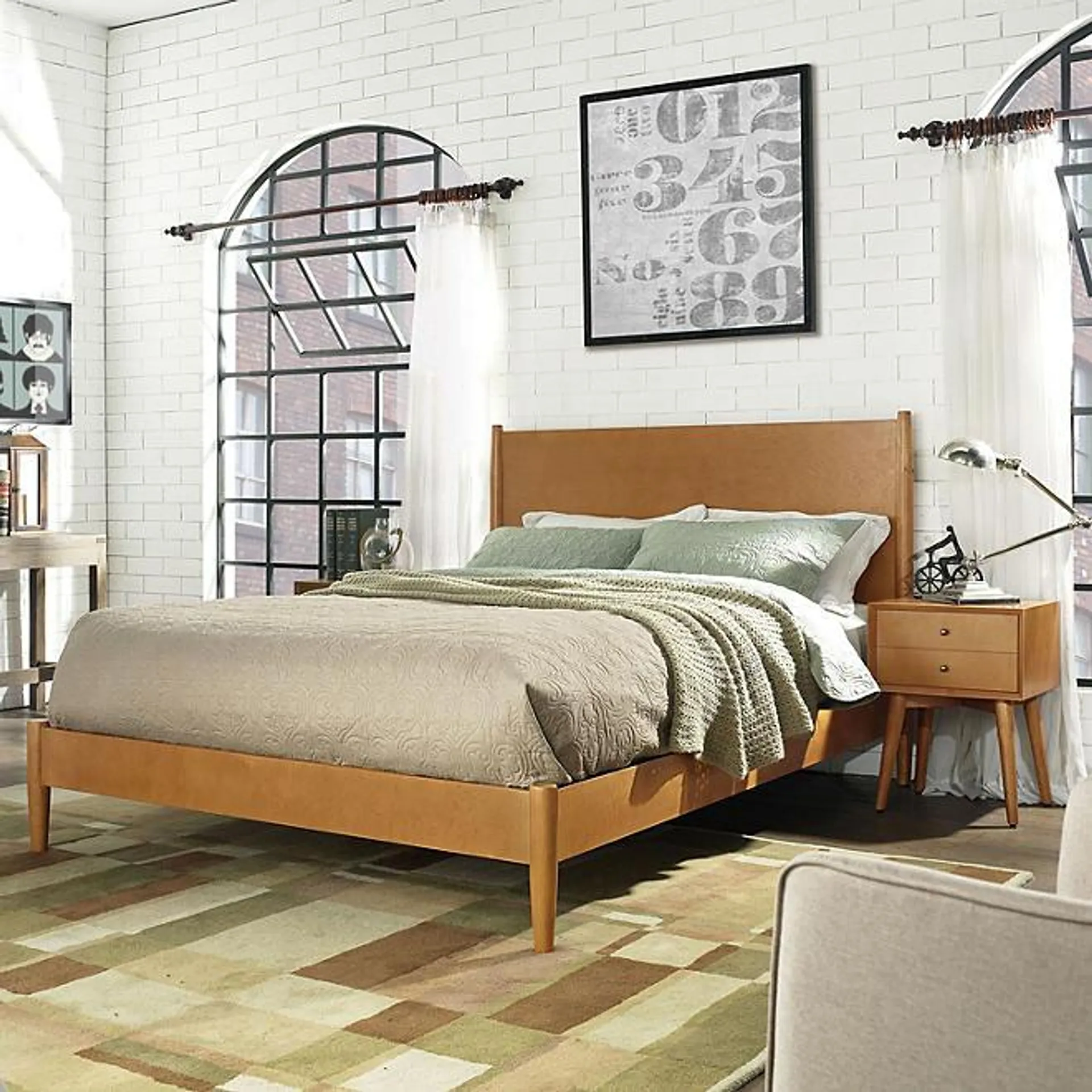 Crosley Furniture Mid-Century Landon King Bed, Assorted Colors