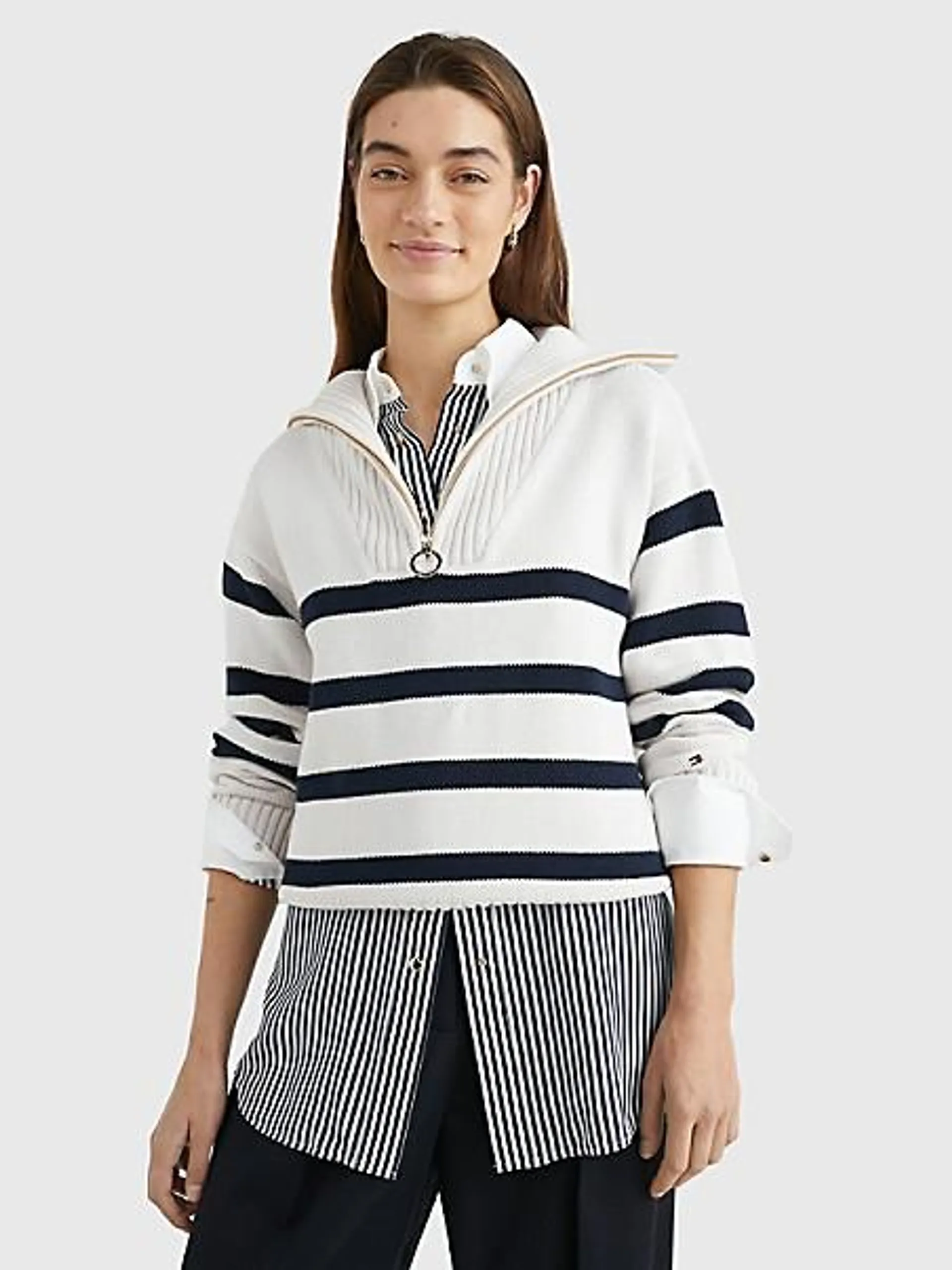 Stripe Half-Zip Sweater