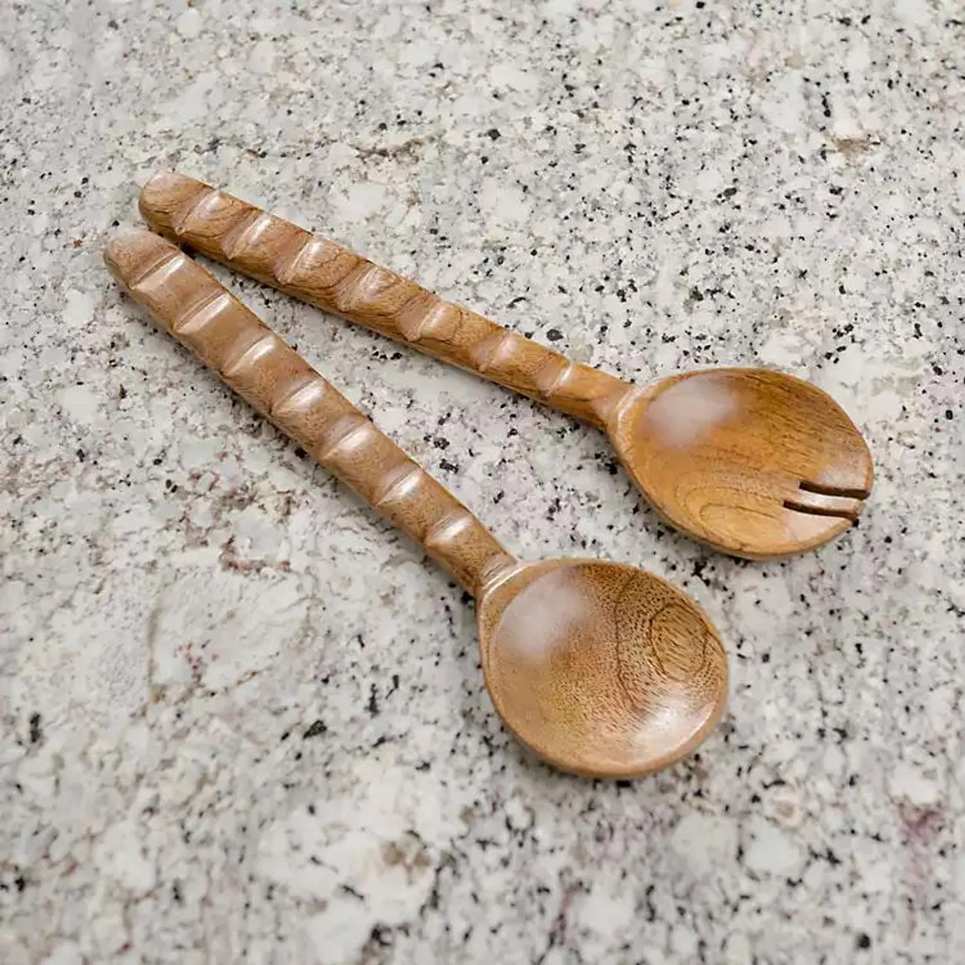 Scalloped Mango Wood 2-pc. Serving Utensil Set