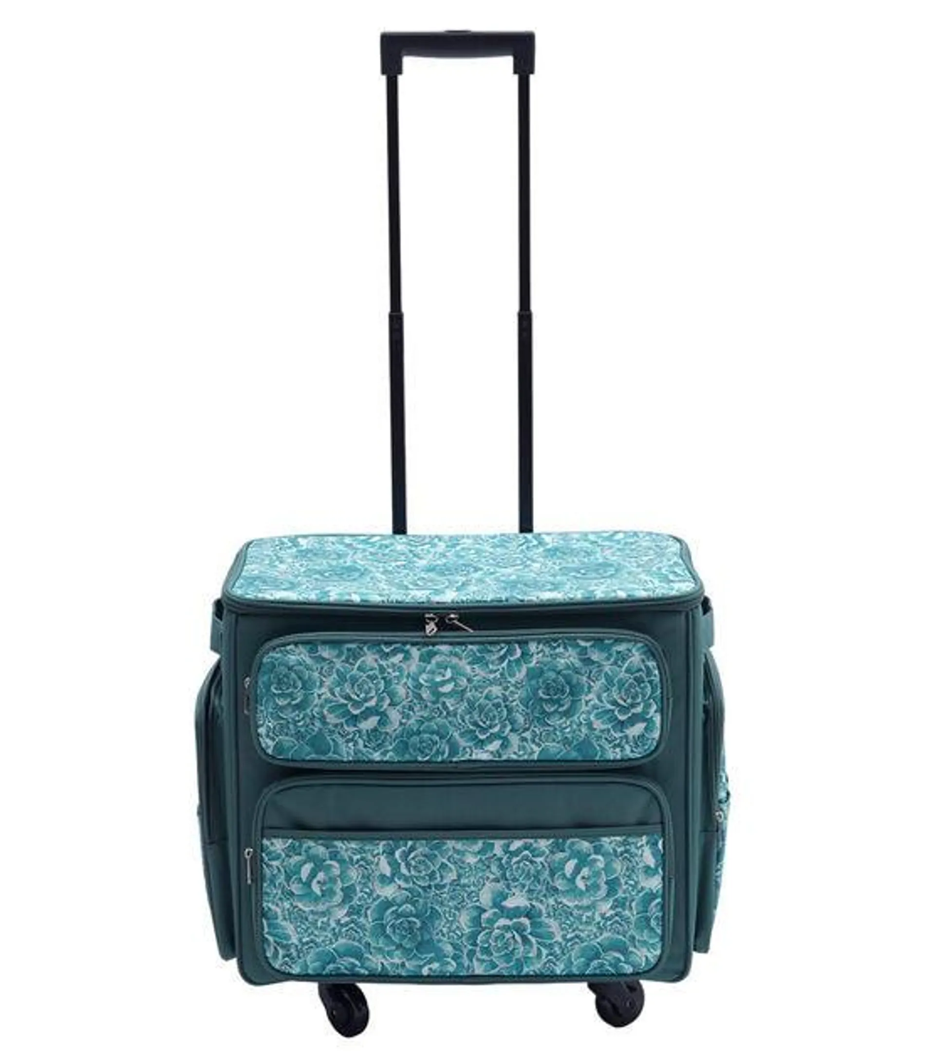 20" x 13" Teal Rolling Sewing Machine Storage Tote by Top Notch